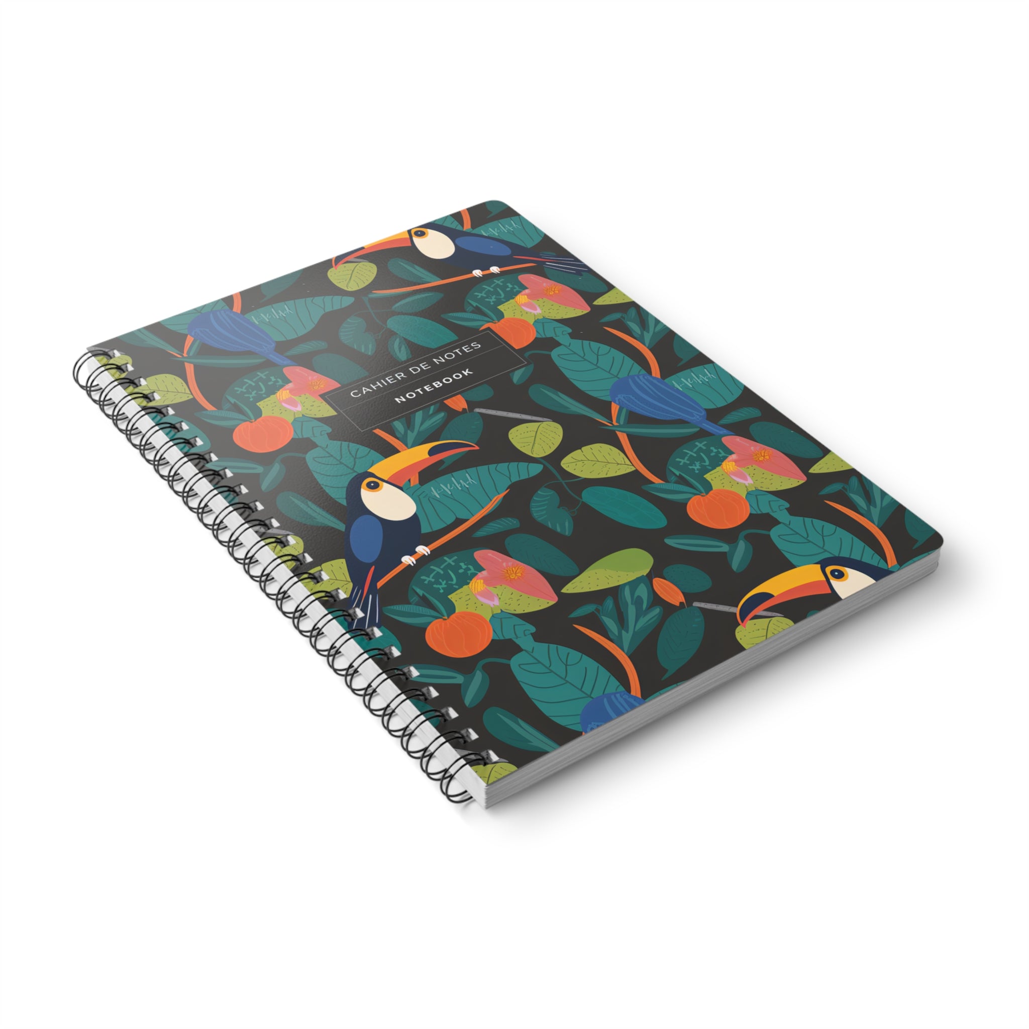 Tropical Jungle Notebook | Cahier de Notes | A5 Spiral Bound Journal with Toucan Botanical Design | Exotic Gift for Writers & Creatives