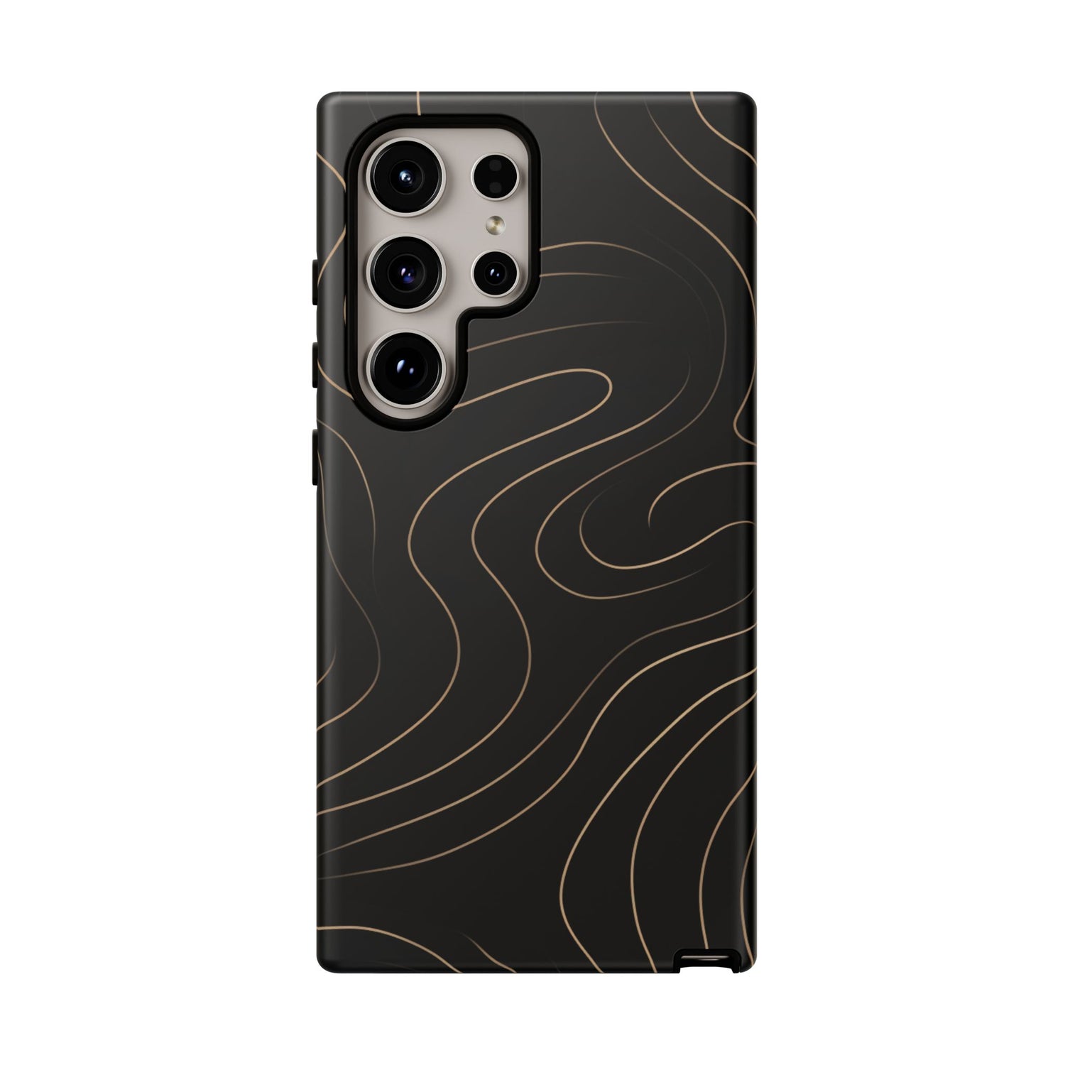 Noir Topograph - Black Minimalist Line Art Phone Case Samsung Galaxy S24 Ultra Matte