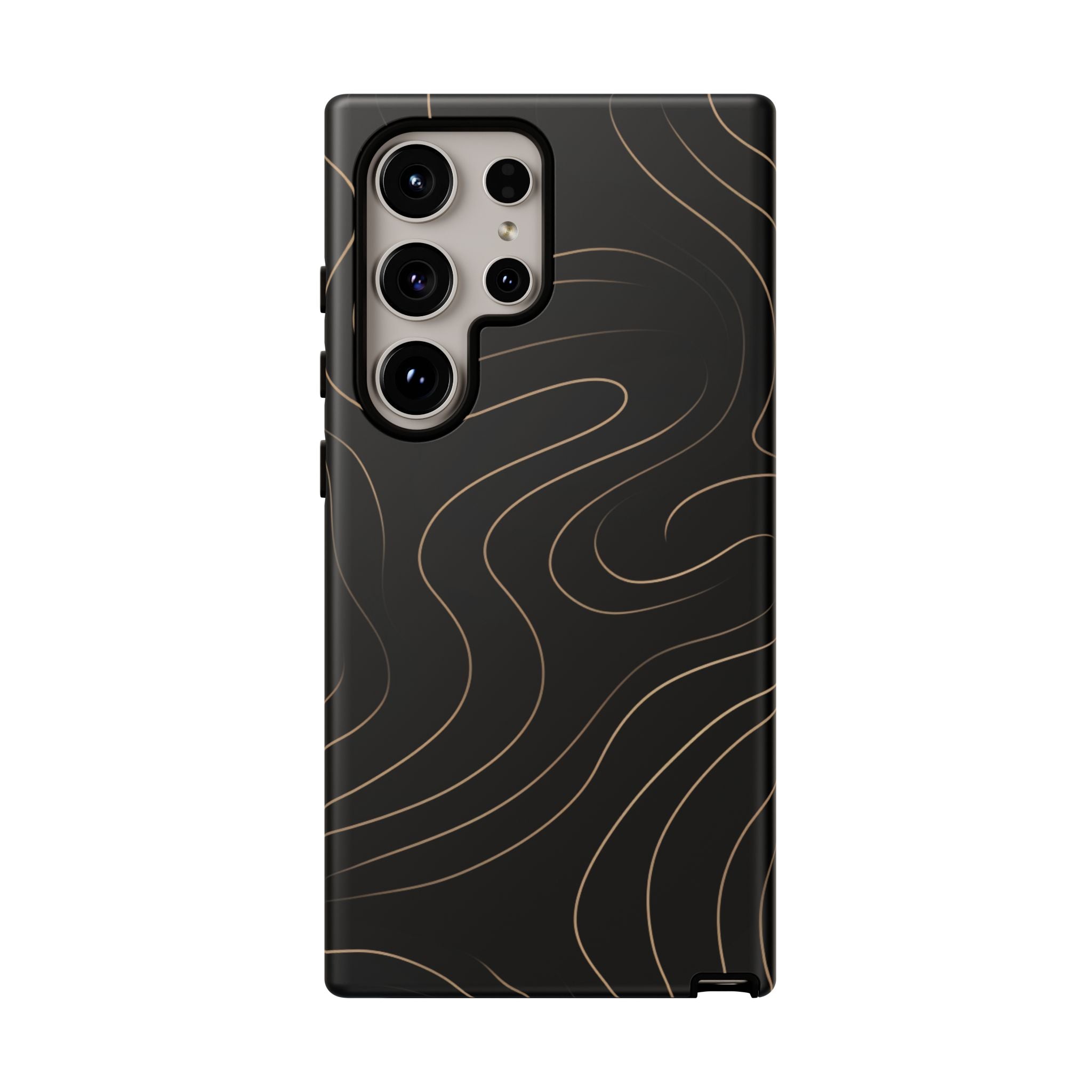 Noir Topograph - Black Minimalist Line Art Phone Case Samsung Galaxy S24 Ultra Matte