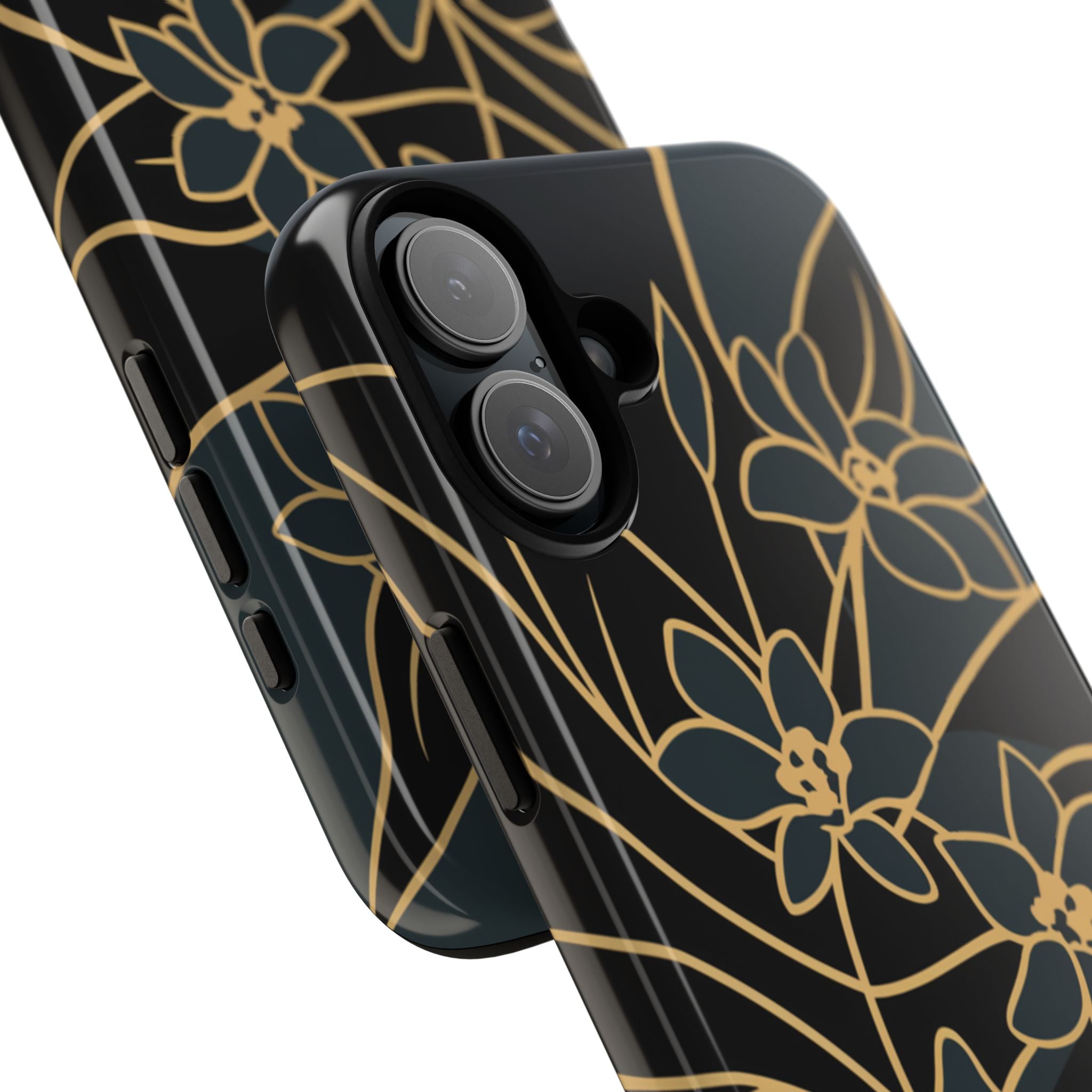 Golden Bloom - Elegant Floral Line Art Phone Case