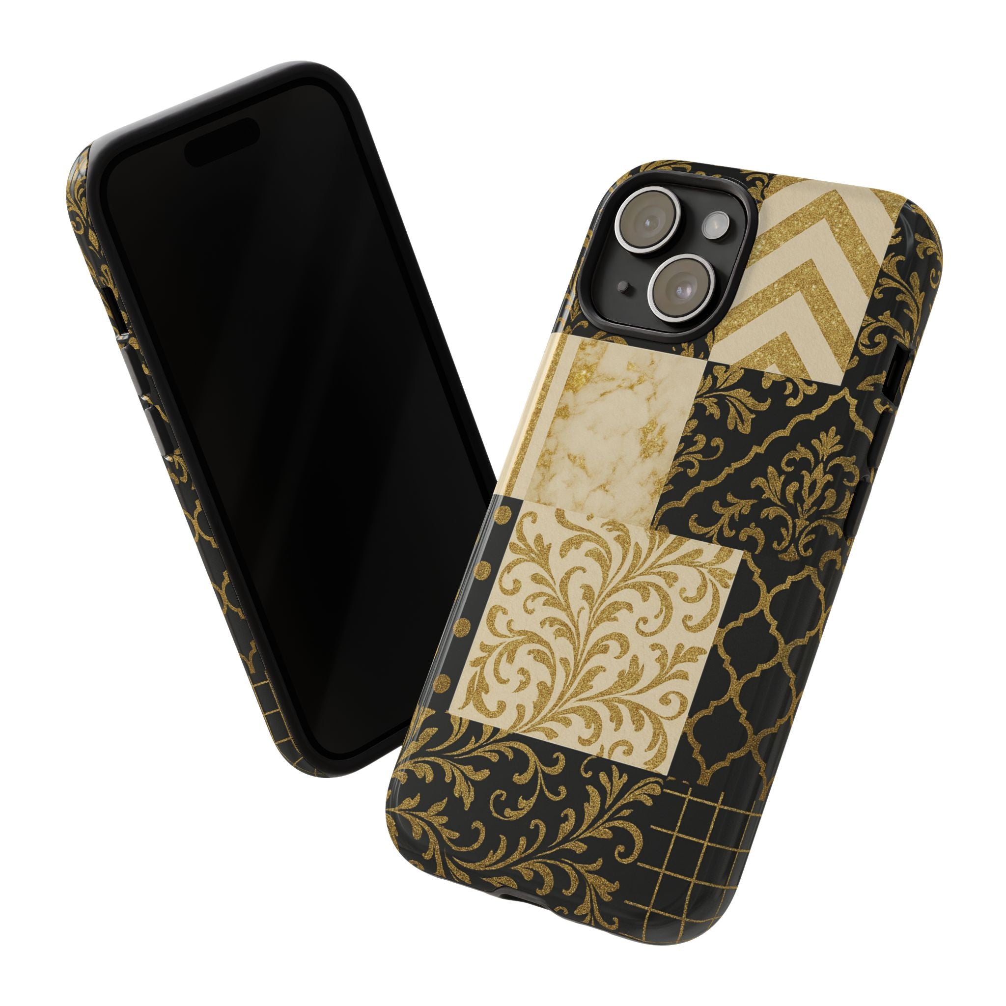 Phone Case, Luxury Black and Gold Festive Design for Christmas Gift, Holiday Decor, Tough Cases, Winter Celebration, Elegant iPhone Cover