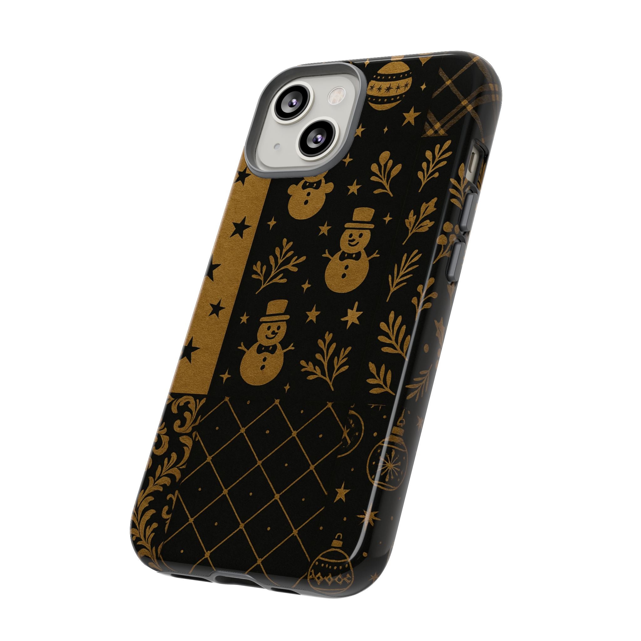 Black Festive Phone Case | Christmas Gift | Holiday Decor | Snowman Design | Tough Cases | Winter Celebration