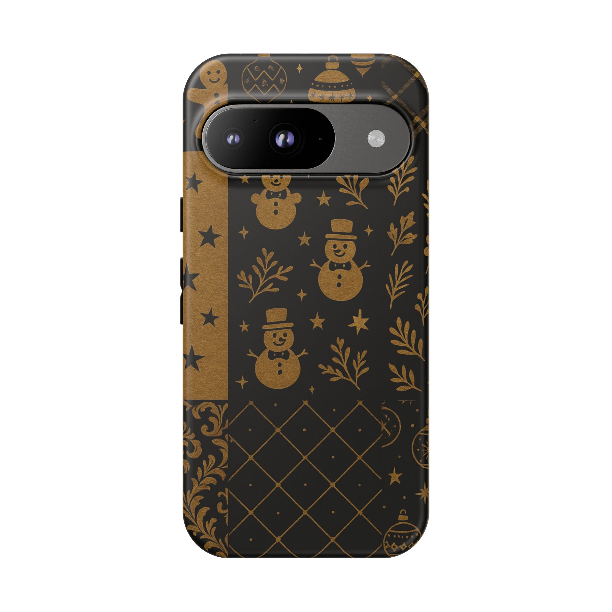 Black Festive Phone Case | Christmas Gift | Holiday Decor | Snowman Design | Tough Cases | Winter Celebration Google Pixel 9 Matte