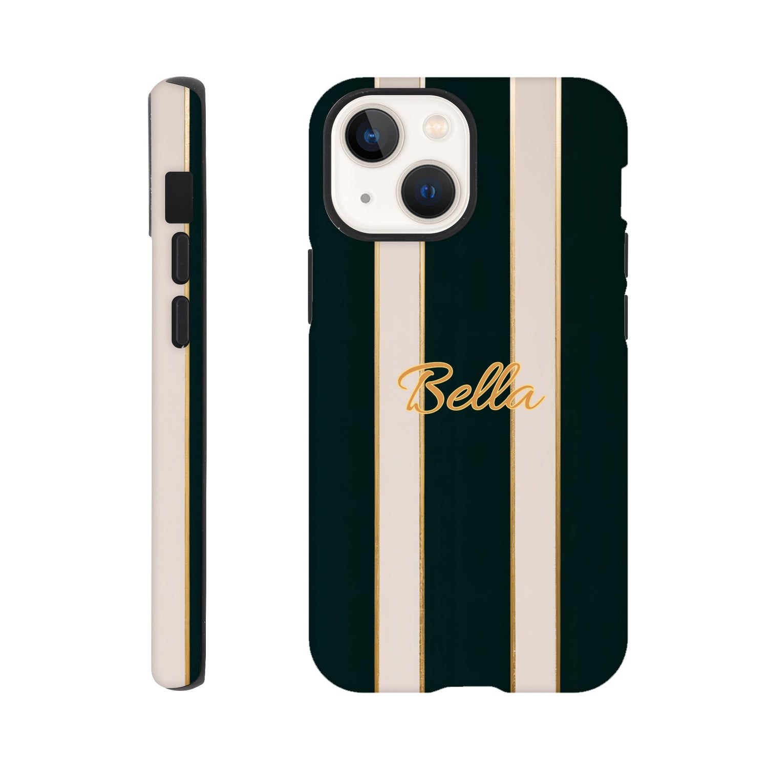 Elegant Striped Phone Case - Black & Cream Design with Gold Accents for iPhone & Samsung | Luxury Protection iPhone 13 Mini
