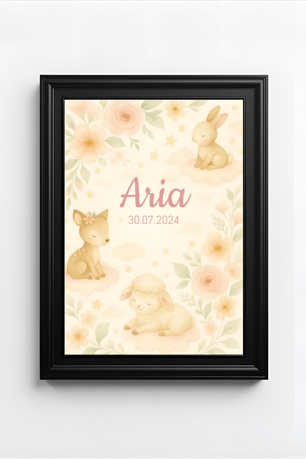 Personalised Woodland Baby Animal Nursery Print - Custom Name Poster