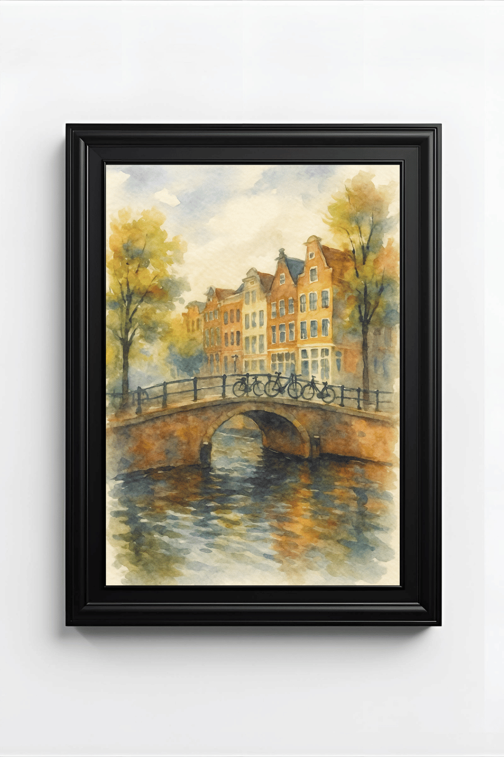 Amsterdam Canal Watercolor Print - Netherlands Travel Poster