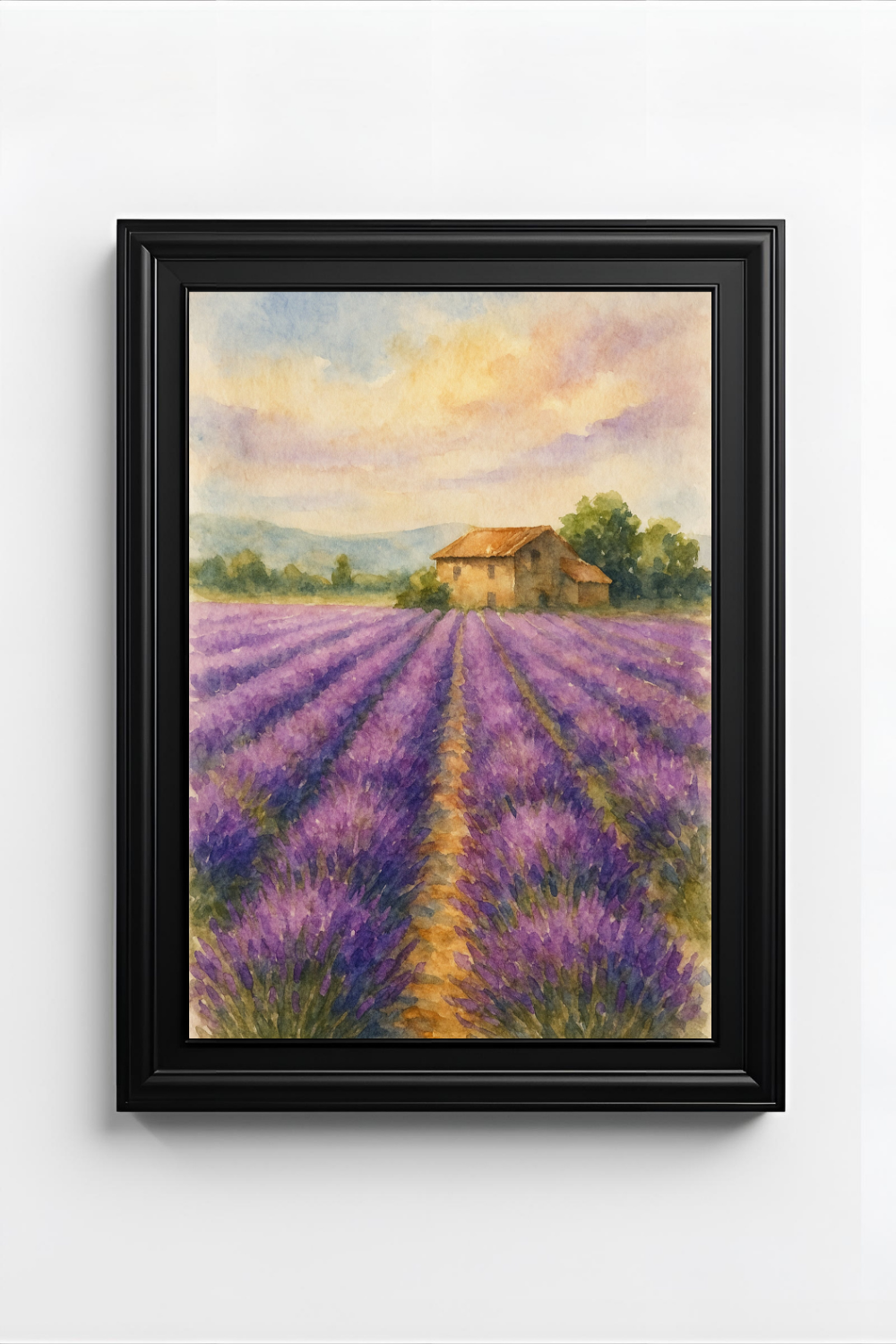 Lavender Fields Provence Watercolour Print - France Travel Wall Art