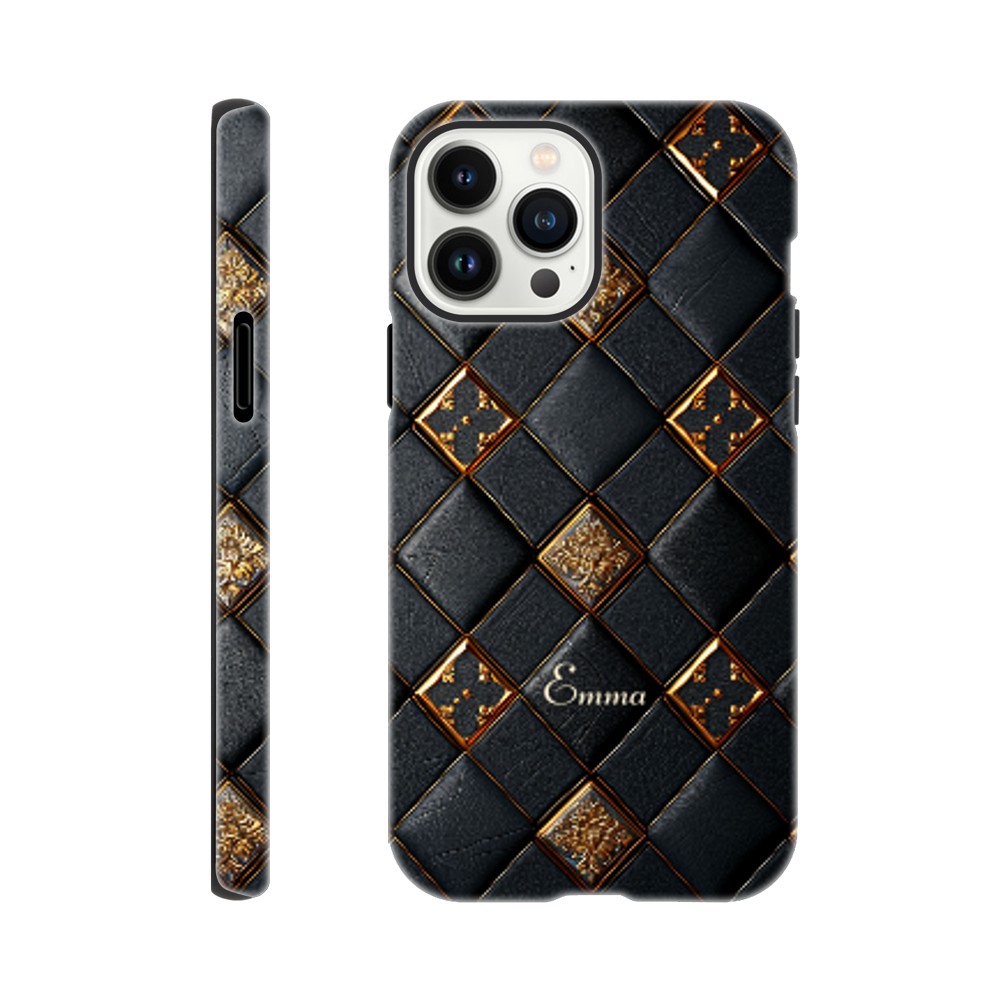 Personalized iPhone 16 and 15 Pro Max Cover,Luxury Checkers Pattern Tough Case,Custom Design,iPhone 16,15,14,13,12,11 iPhone 13 Pro Max