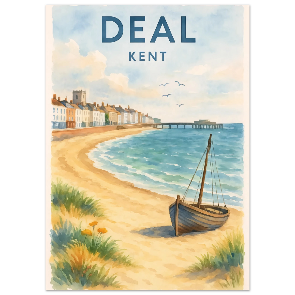 Kent Travel Poster | Watercolor Kentish Wall Art Print 50x70 cm 20x28″