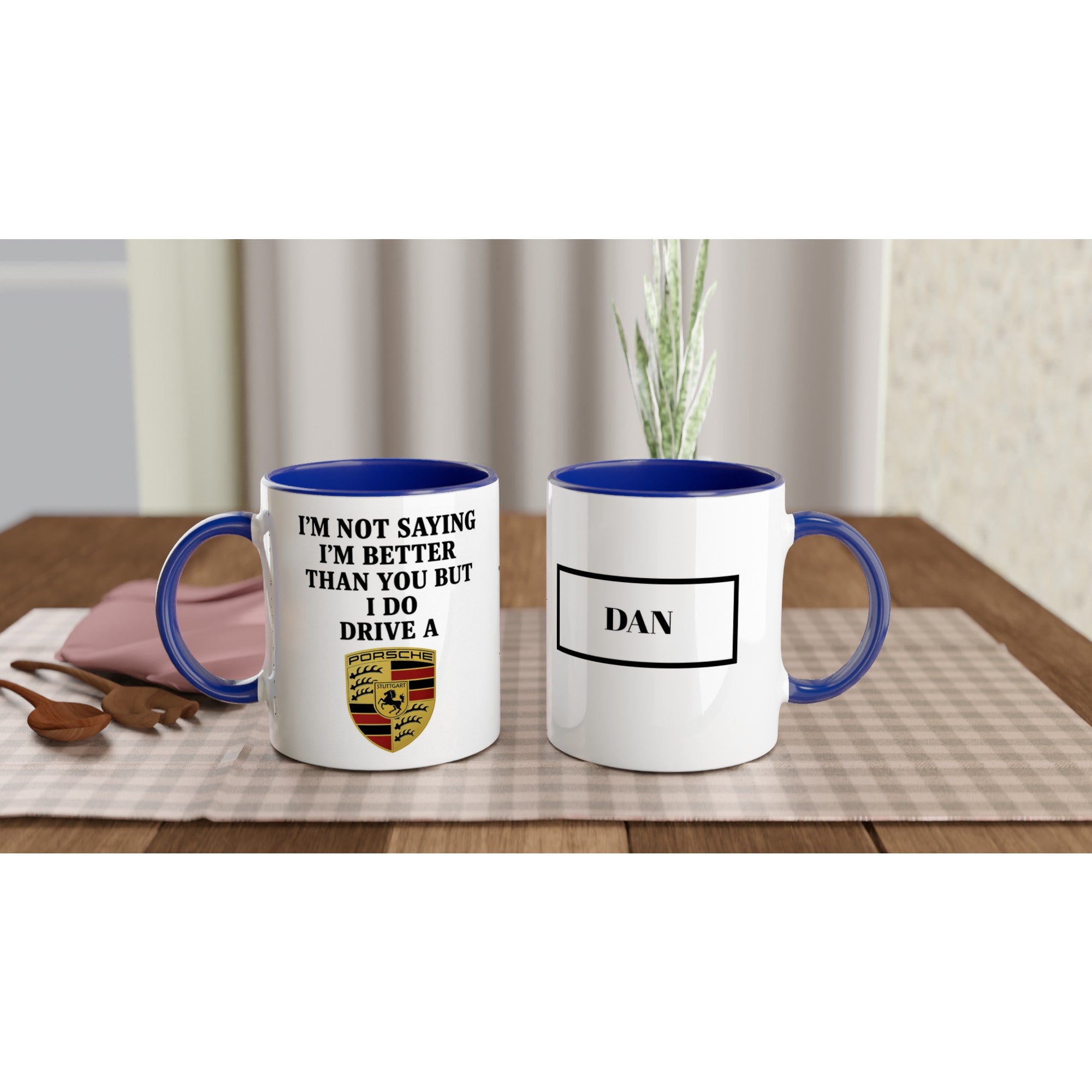 Porsche Passion: Personalized Ceramic Coffee Mug Ceramic Blue