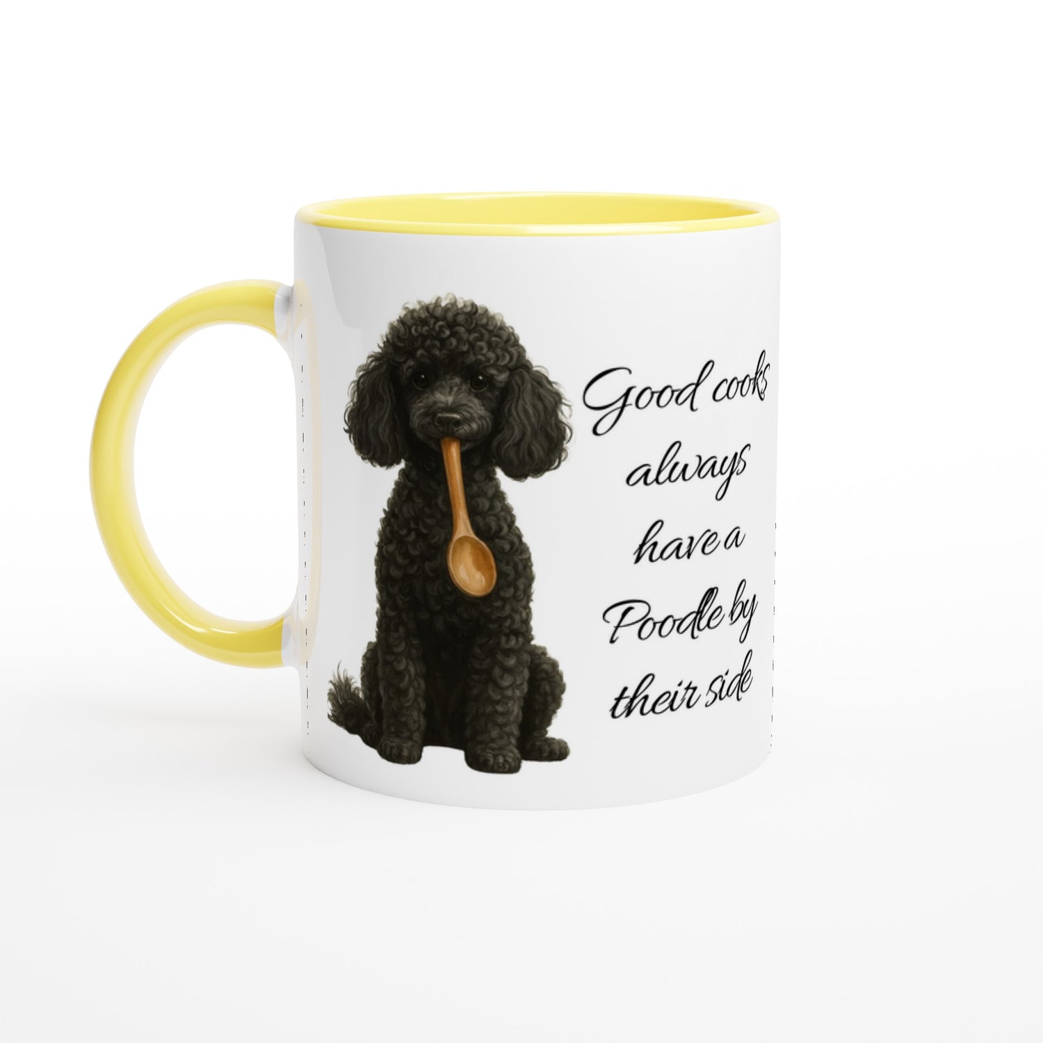 Good Cooks Mug - 11oz Coffee Cup with Poodle Design - Perfect Gift for Dog Lovers Ceramic Yellow