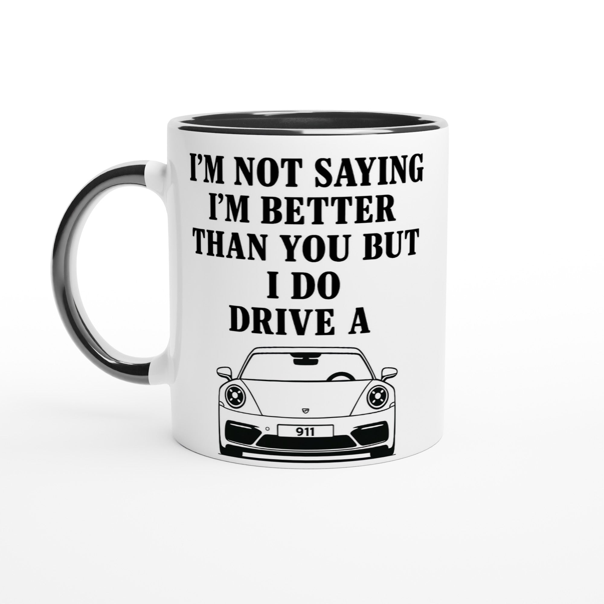 Funny Porsch Mug - 11oz Luxury Car Driver Gift - Ceramic Coffee Cup Ceramic Black