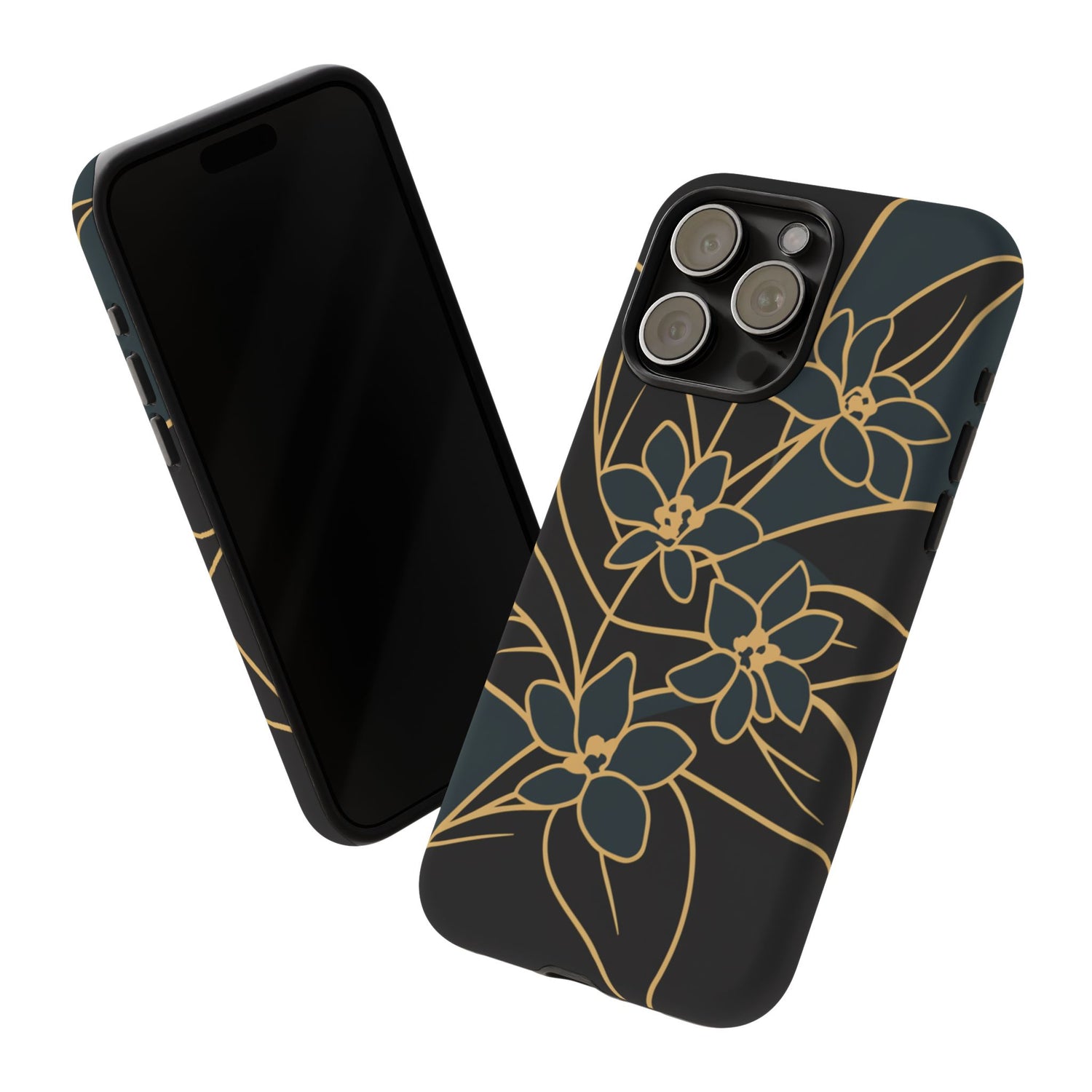 Golden Bloom - Elegant Floral Line Art Phone Case