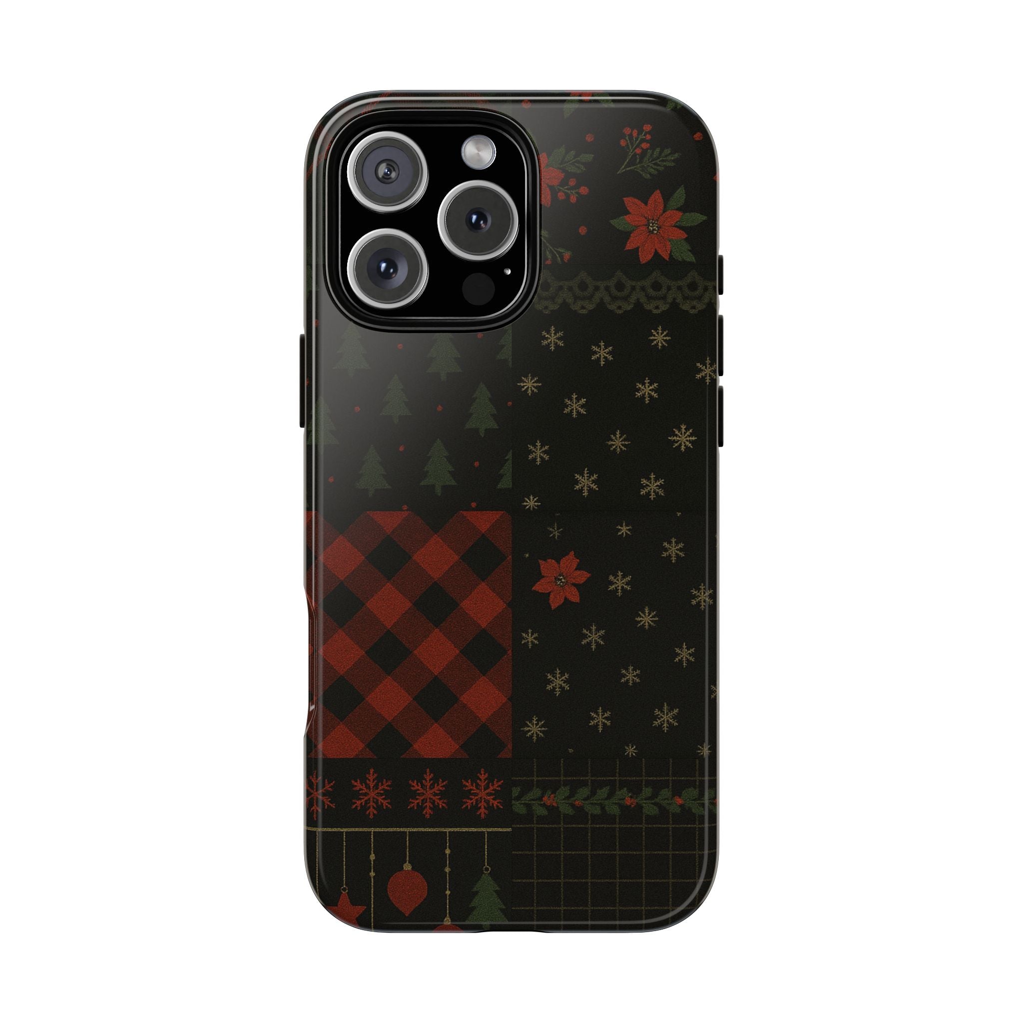 Black Festive Phone Case - Christmas Phone Cover - Tough Design iPhone 16 Pro Max Glossy