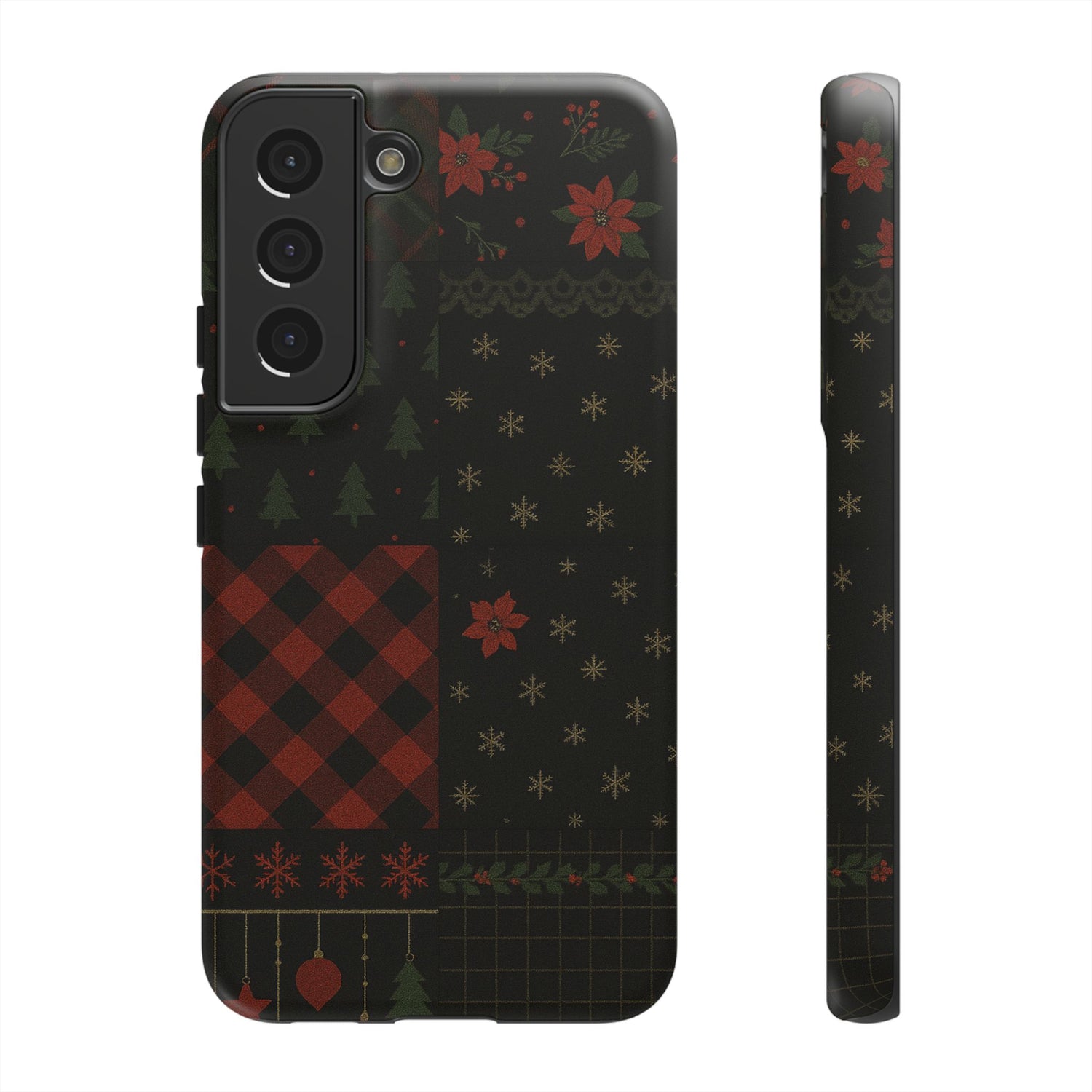 Black Festive Phone Case - Christmas Phone Cover - Tough Design Samsung Galaxy S22 Matte