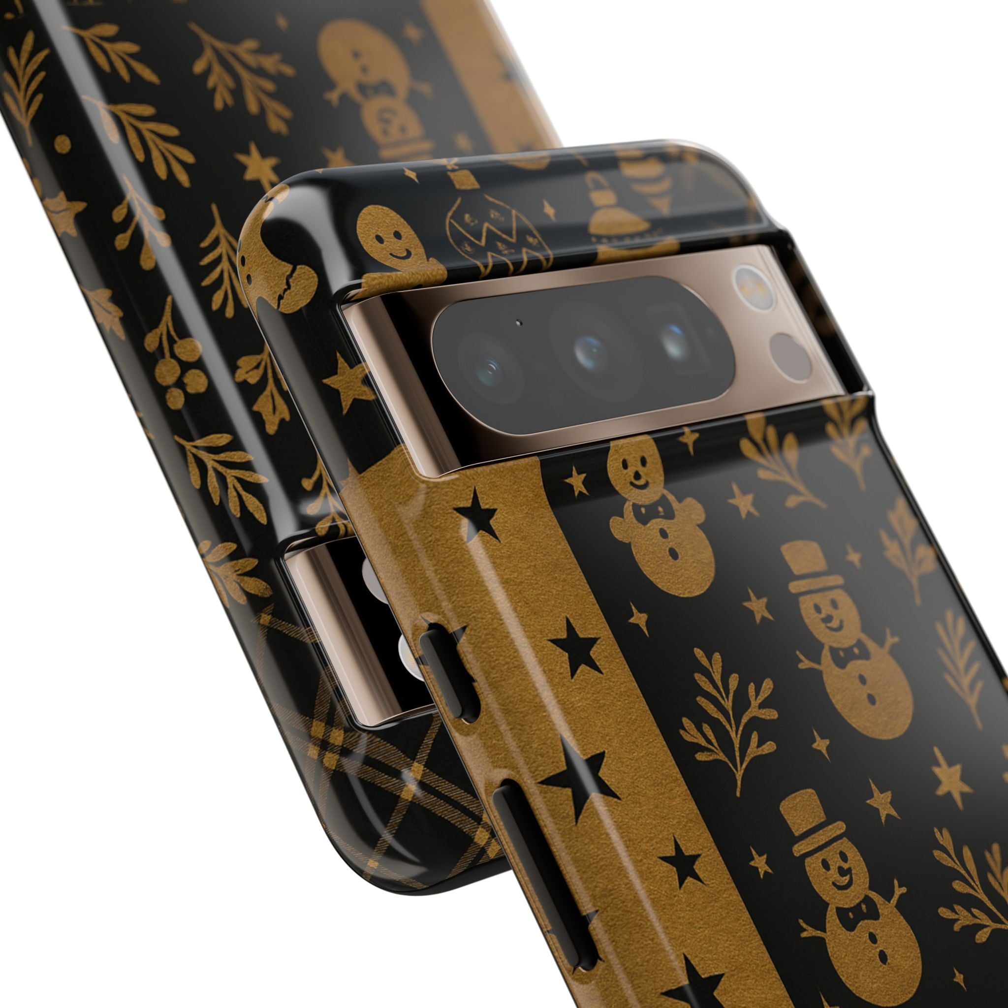 Black Festive Phone Case | Christmas Gift | Holiday Decor | Snowman Design | Tough Cases | Winter Celebration