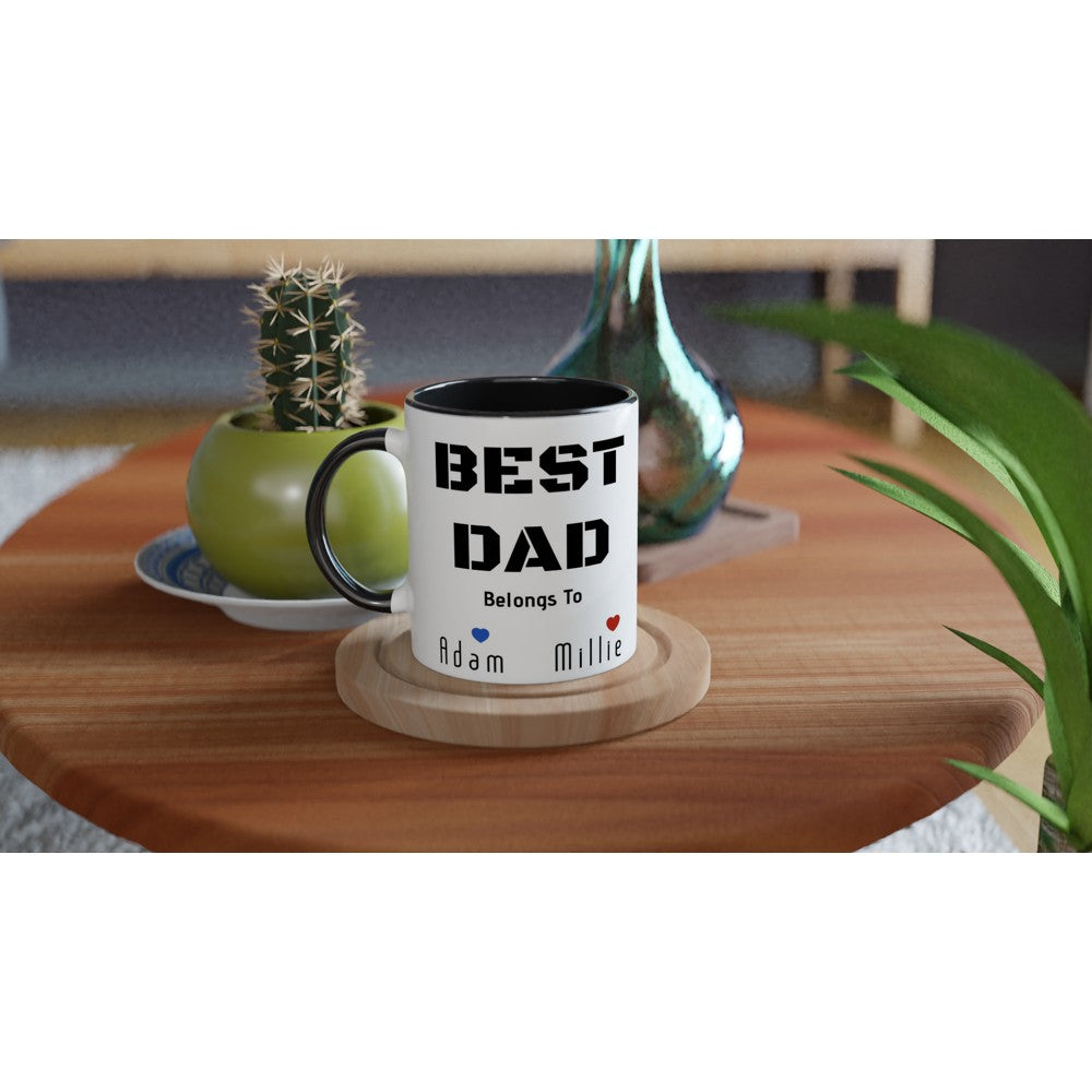 Minimalist Best Dad Mug - Personalised Cup / Customised Ceramic Mug for Fathers Day Gift, Birthday Gift for Him