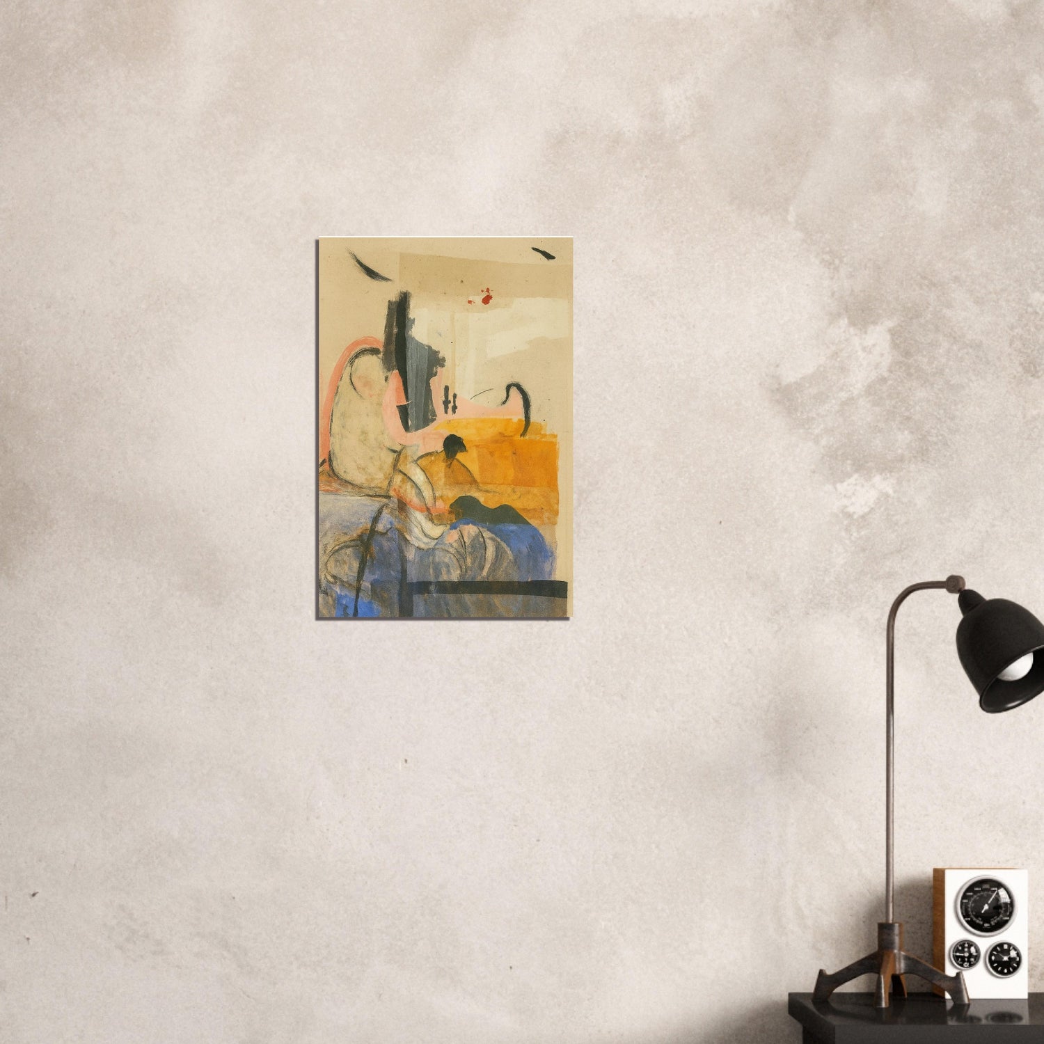 Echoes in Ochre: Modern Abstract Watercolor Poster (A3 Size | Vertical | Textured Art Print) 40x60 cm 16x24″