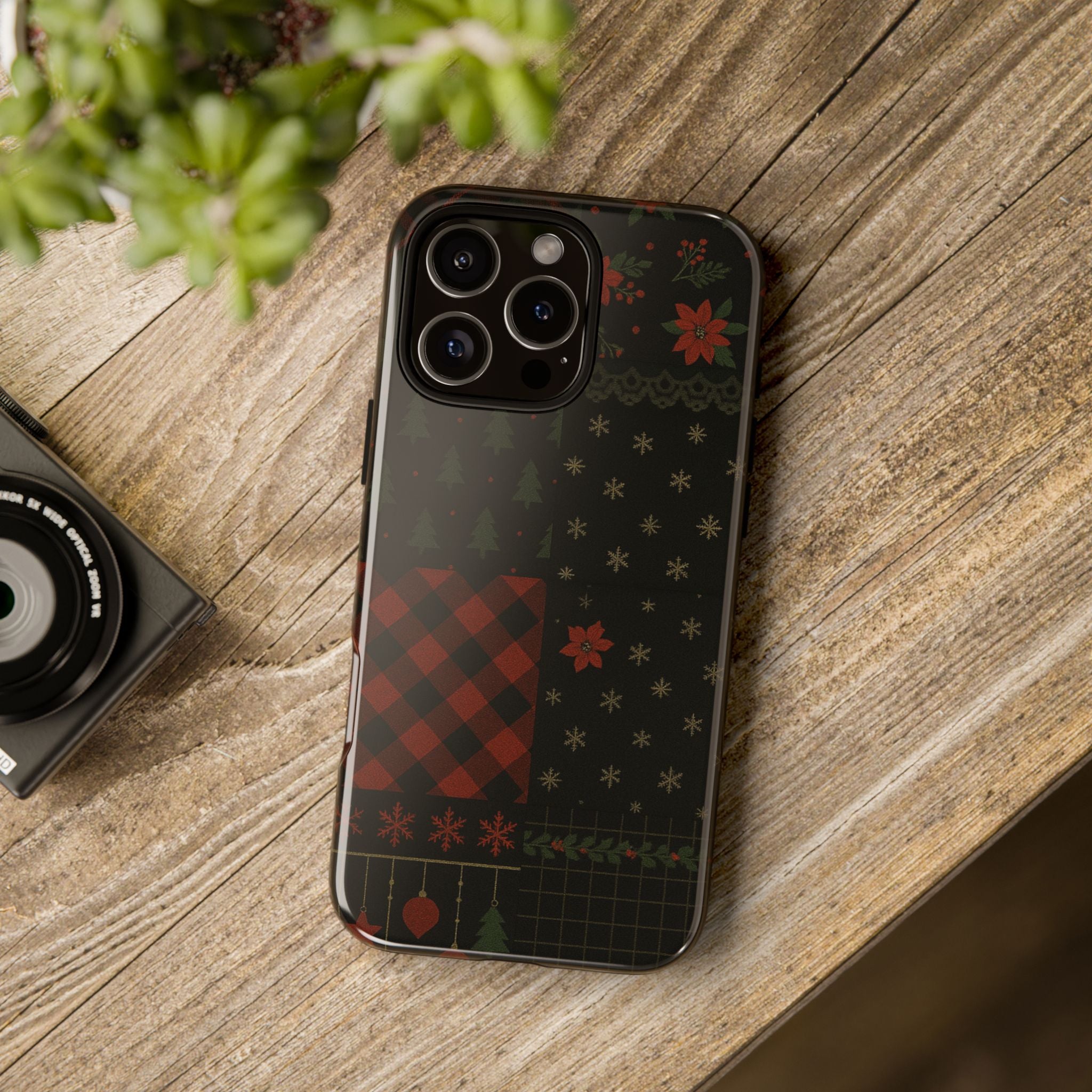 Black Festive Phone Case - Christmas Phone Cover - Tough Design