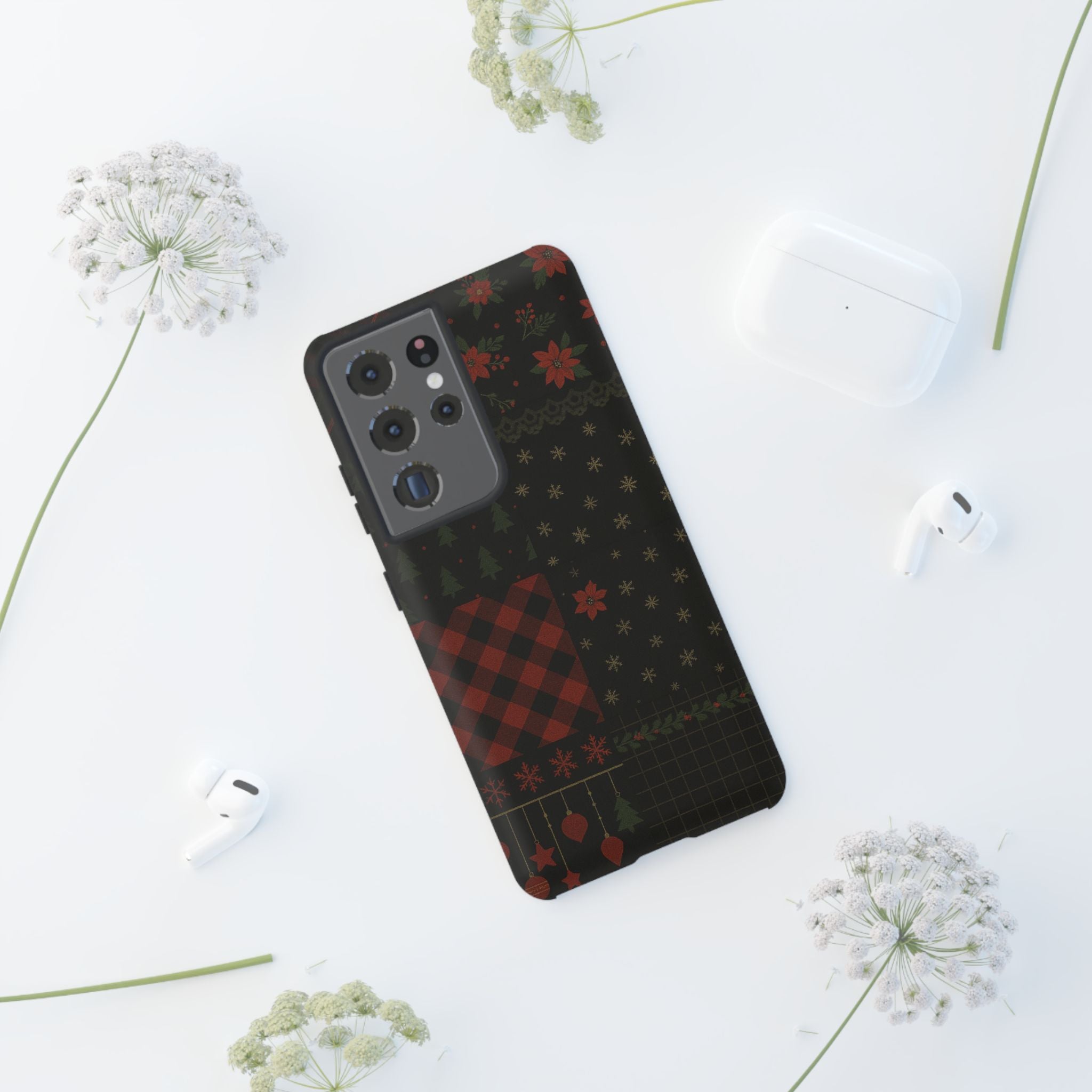 Black Festive Phone Case - Christmas Phone Cover - Tough Design