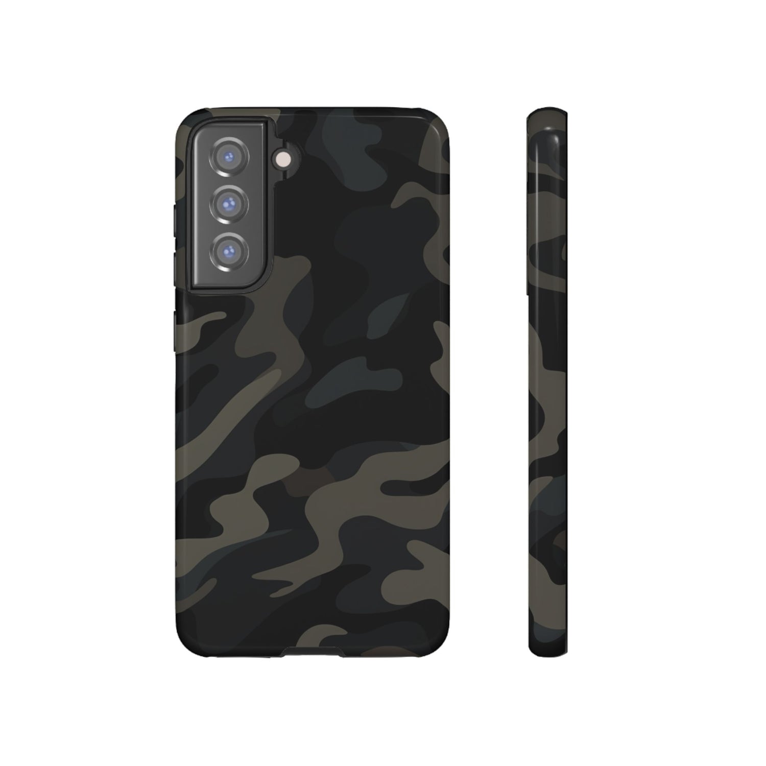 Black Camouflage Phone Case for iPhone, Samsung and Google Pixel Samsung Galaxy S21 FE Glossy