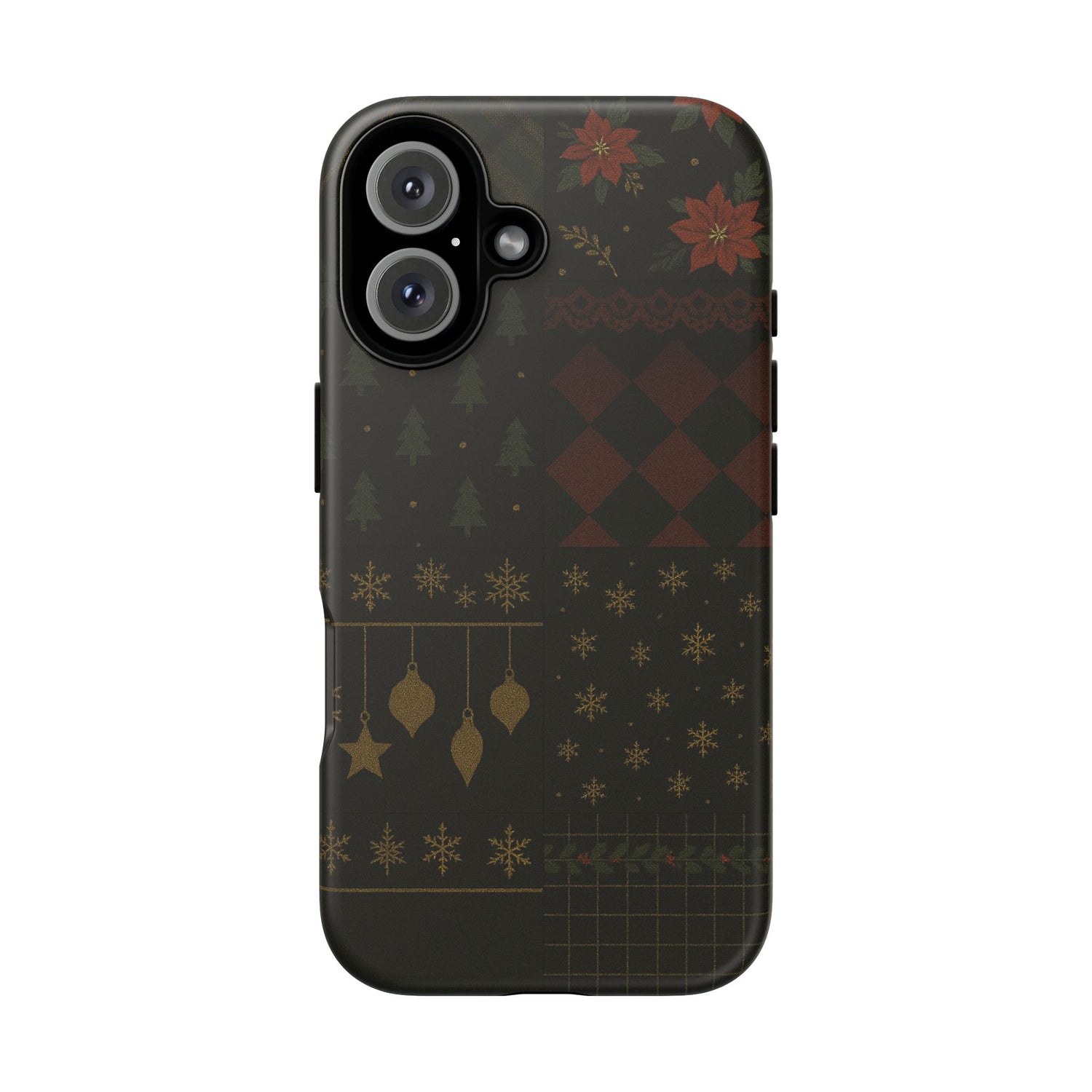 Black Luxury Phone Case for Christmas Festive Season - Tough design iPhone 16 Matte