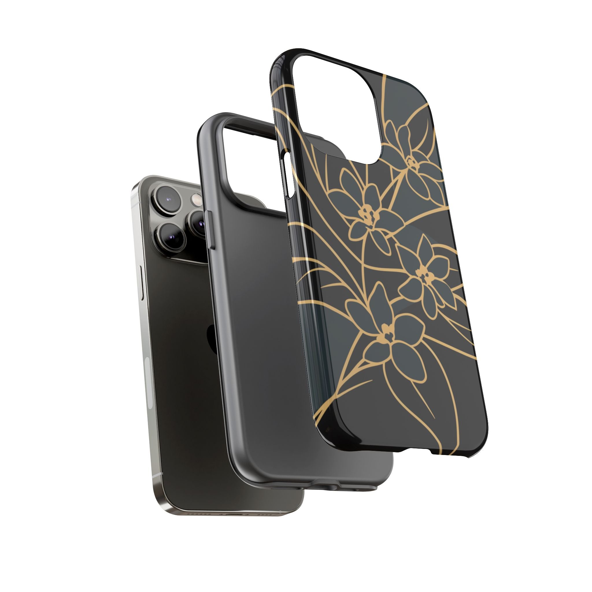 Golden Bloom - Elegant Floral Line Art Phone Case