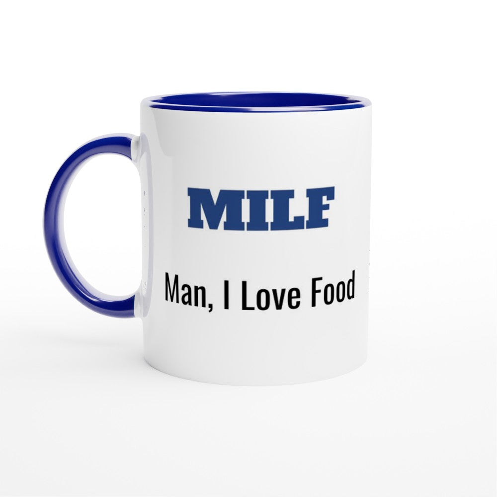 MILF Coffee Mug - Man I Love Food - Funny Humorous Gift - 11oz Ceramic Cup Ceramic Blue