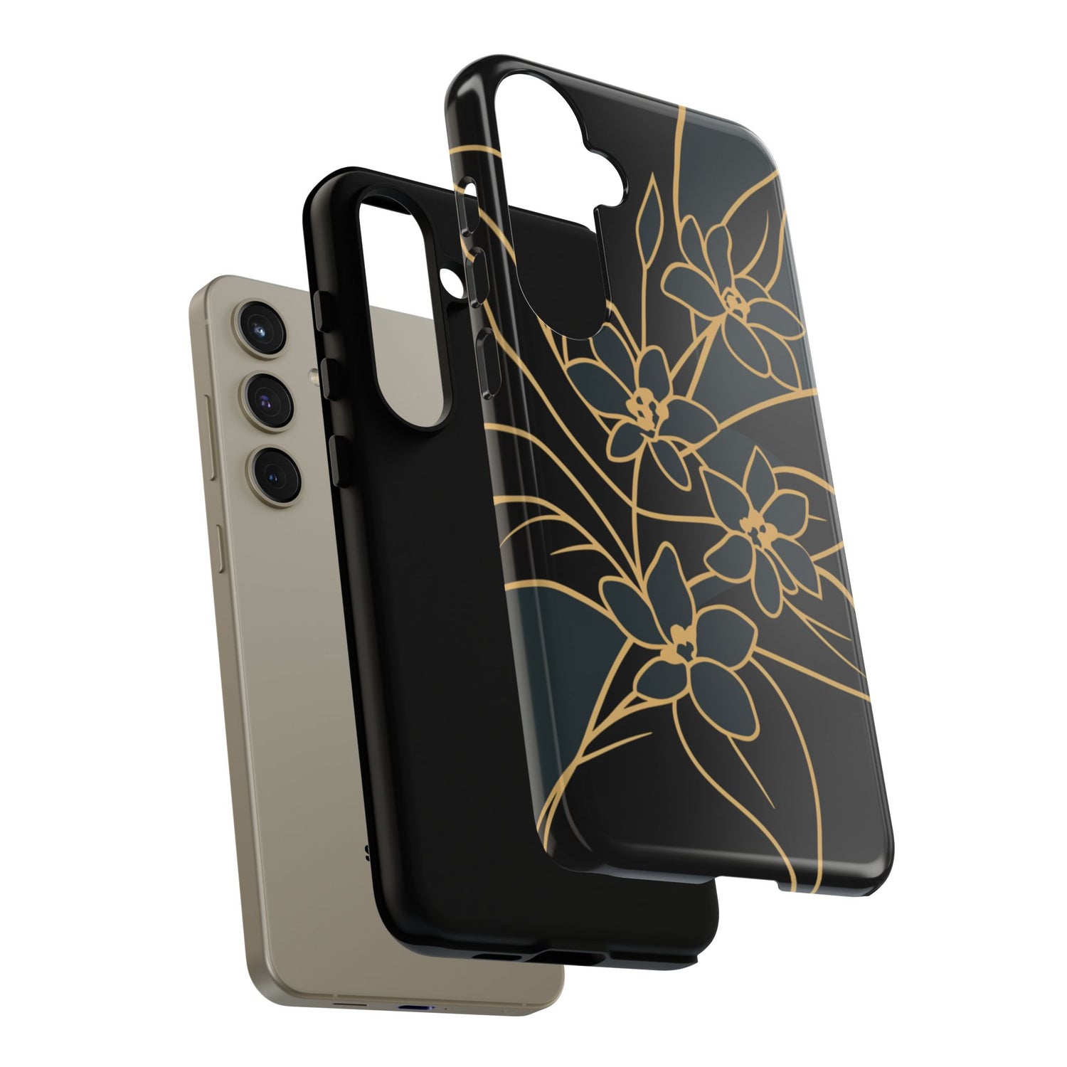 Golden Bloom - Elegant Floral Line Art Phone Case