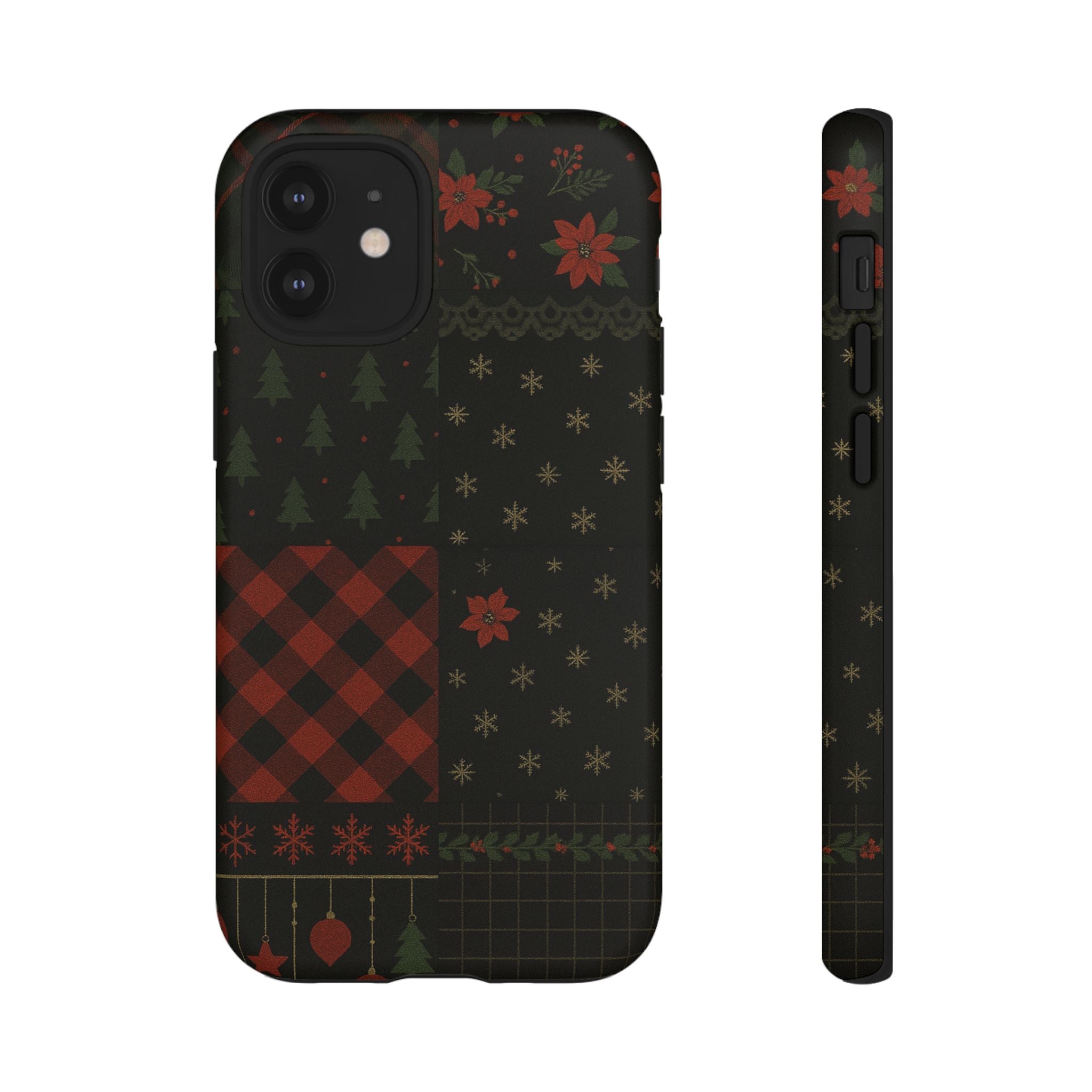 Black Festive Phone Case - Christmas Phone Cover - Tough Design iPhone 12 Mini Matte