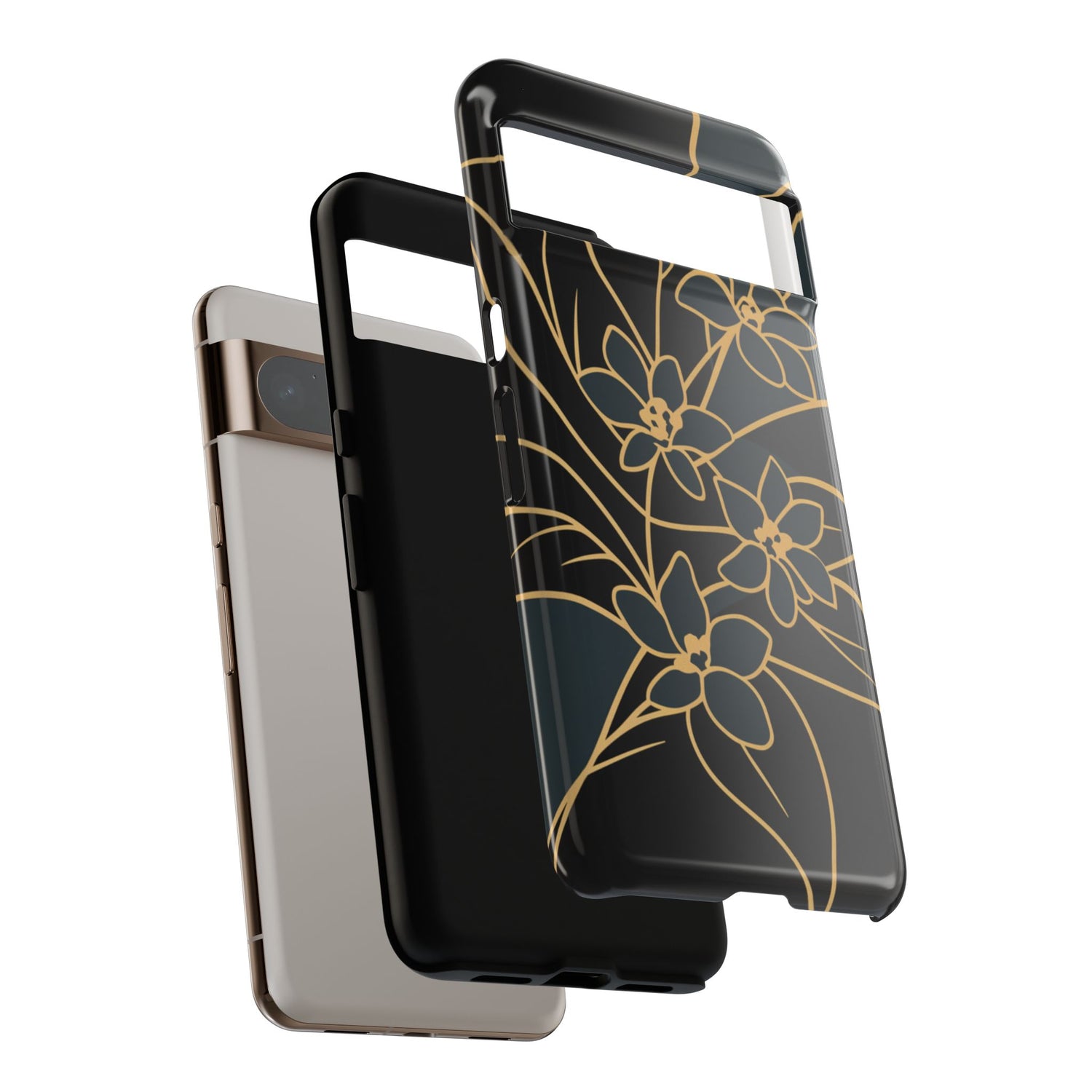 Golden Bloom - Elegant Floral Line Art Phone Case