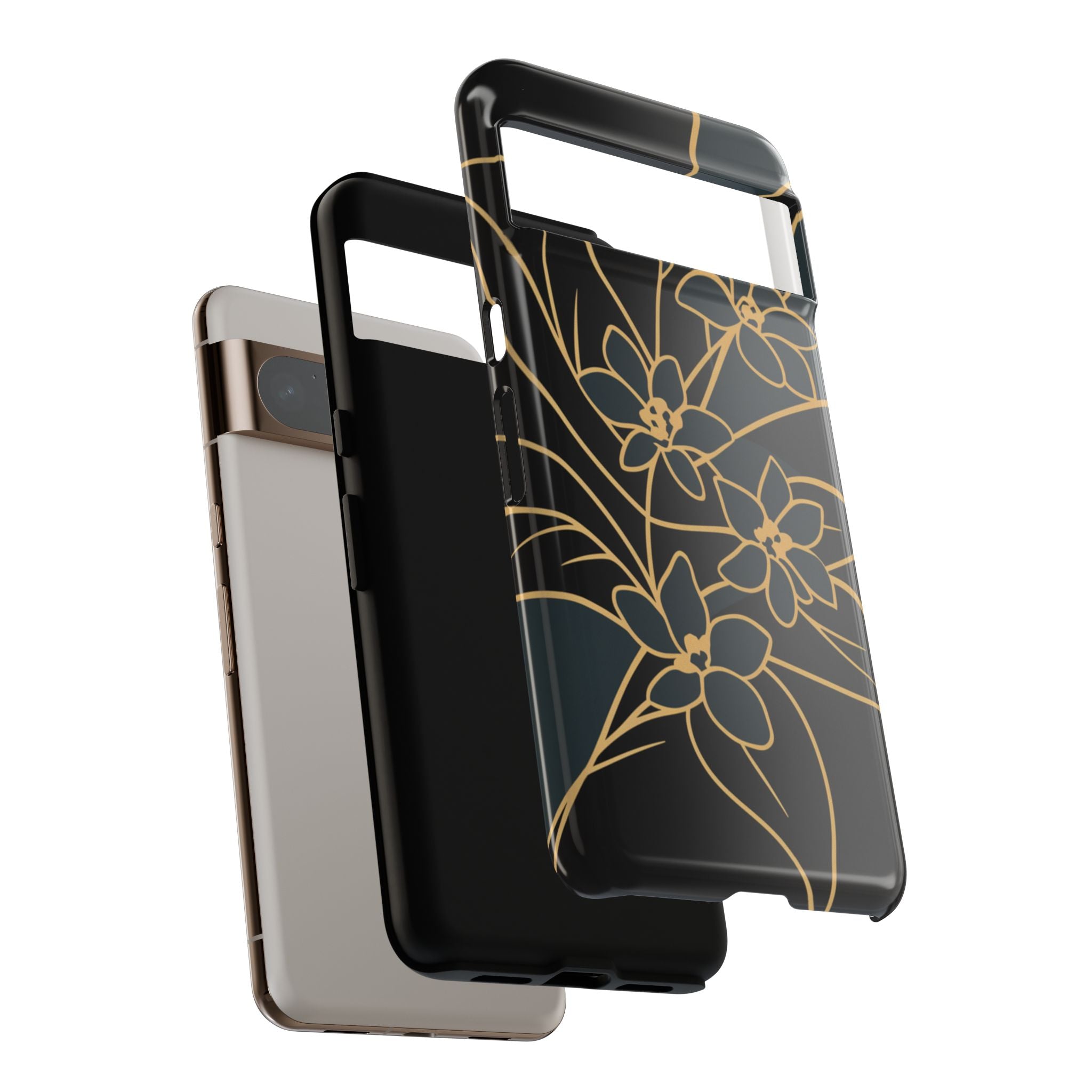 Golden Bloom - Elegant Floral Line Art Phone Case