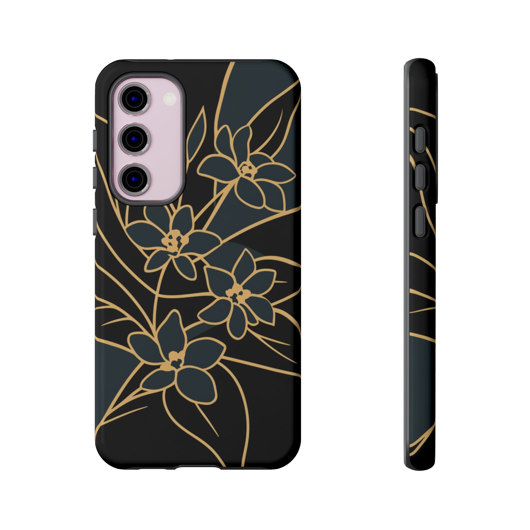 Golden Bloom - Elegant Floral Line Art Phone Case Samsung Galaxy S23 Plus Glossy