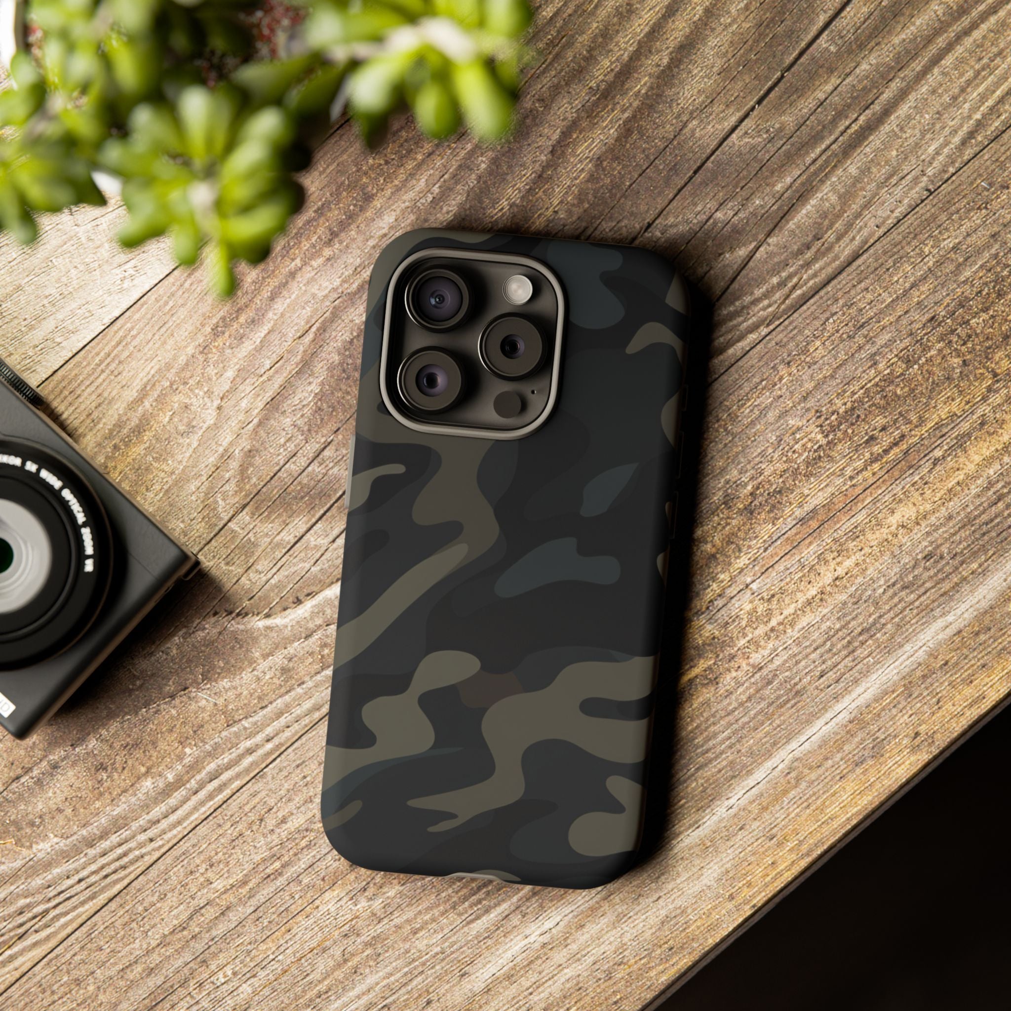 Black Camouflage Phone Case for iPhone, Samsung and Google Pixel