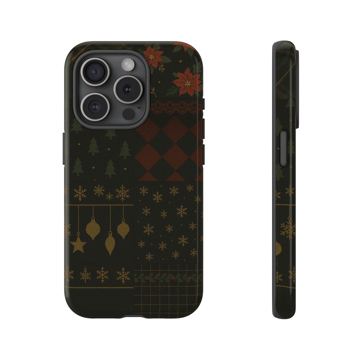Black Luxury Phone Case for Christmas Festive Season - Tough design iPhone 15 Pro Glossy