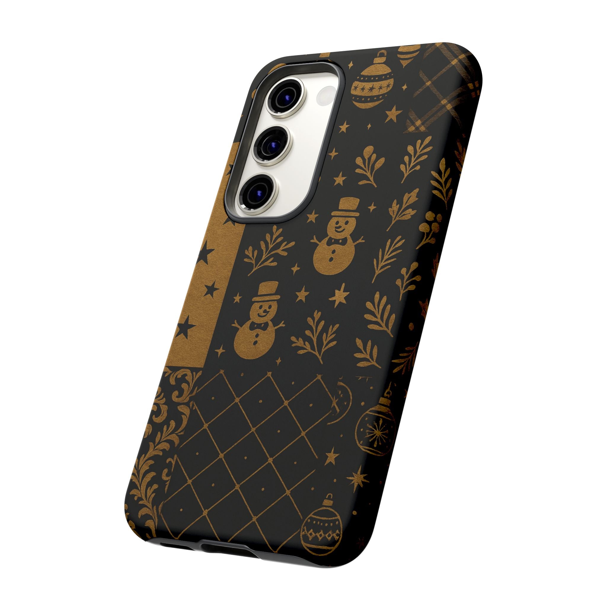 Black Festive Phone Case | Christmas Gift | Holiday Decor | Snowman Design | Tough Cases | Winter Celebration