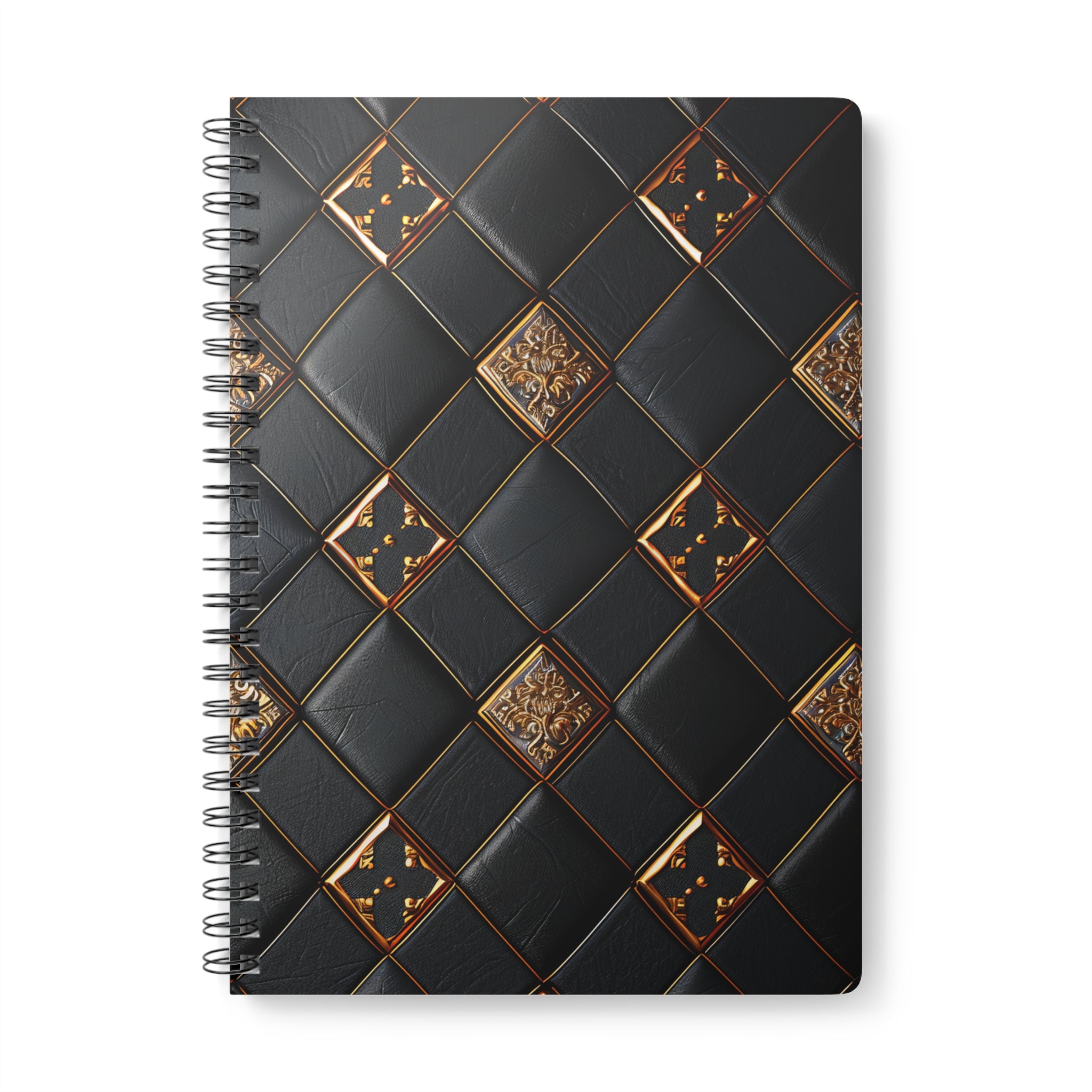 Luxury Black & Gold Notebook | Elegant A5 Spiral Bound Journal | Sophisticated Leather-Inspired Design | Professional and Stylish Gift
