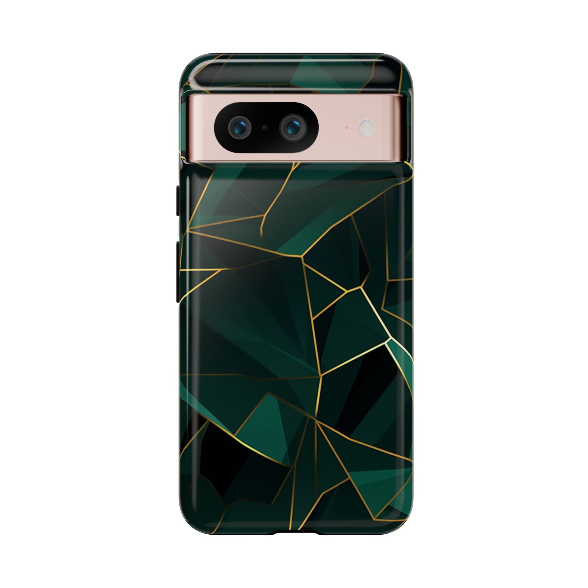 Emerald Veil - Geometric Luxe Phone Case Google Pixel 8 Glossy