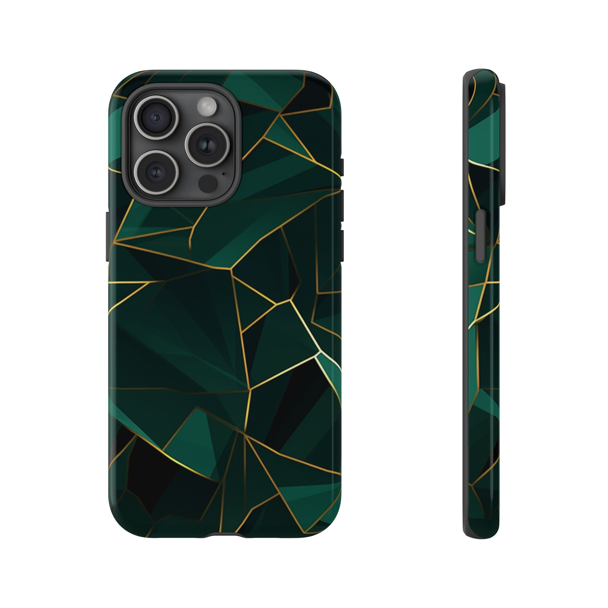 Emerald Veil - Geometric Luxe Phone Case iPhone 15 Pro Max Glossy