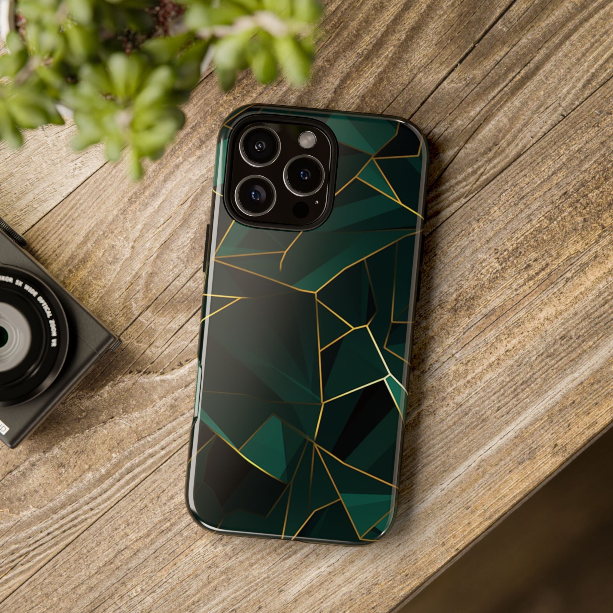 Emerald Veil - Geometric Luxe Phone Case