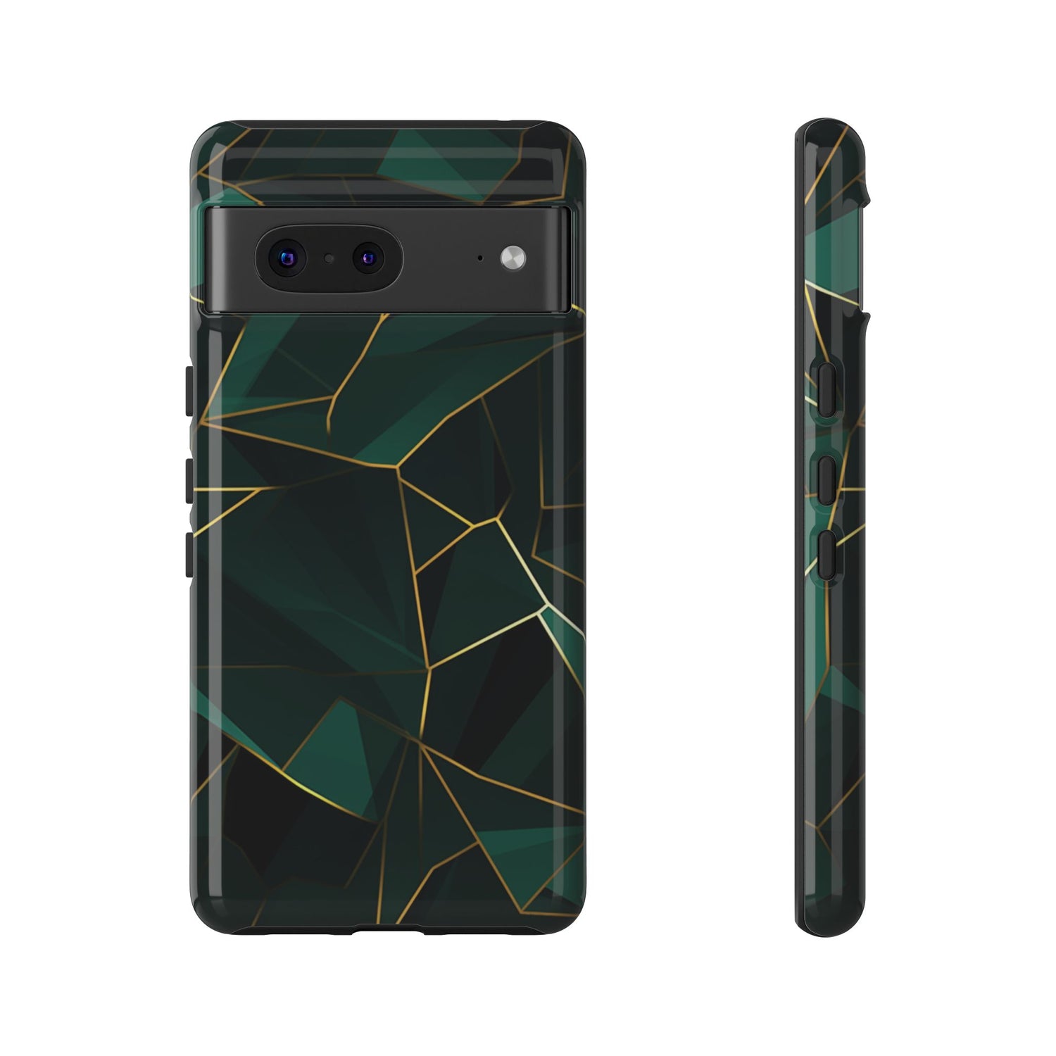 Emerald Veil - Geometric Luxe Phone Case Google Pixel 7 Glossy