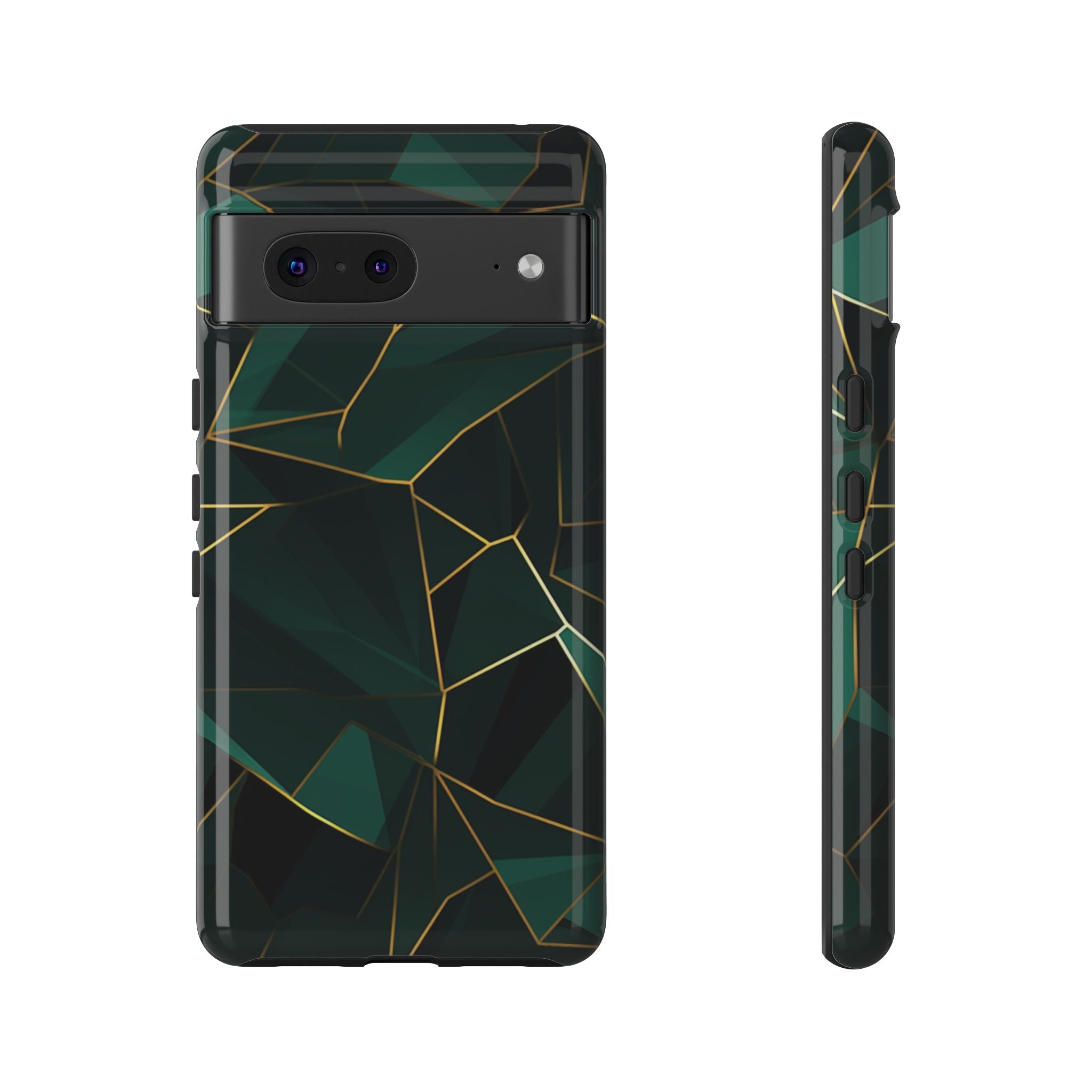 Emerald Veil - Geometric Luxe Phone Case Google Pixel 7 Glossy