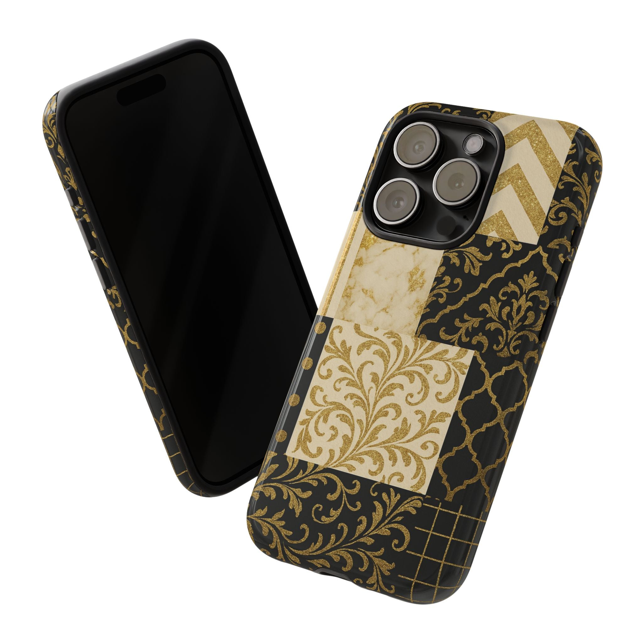 Phone Case, Luxury Black and Gold Festive Design for Christmas Gift, Holiday Decor, Tough Cases, Winter Celebration, Elegant iPhone Cover