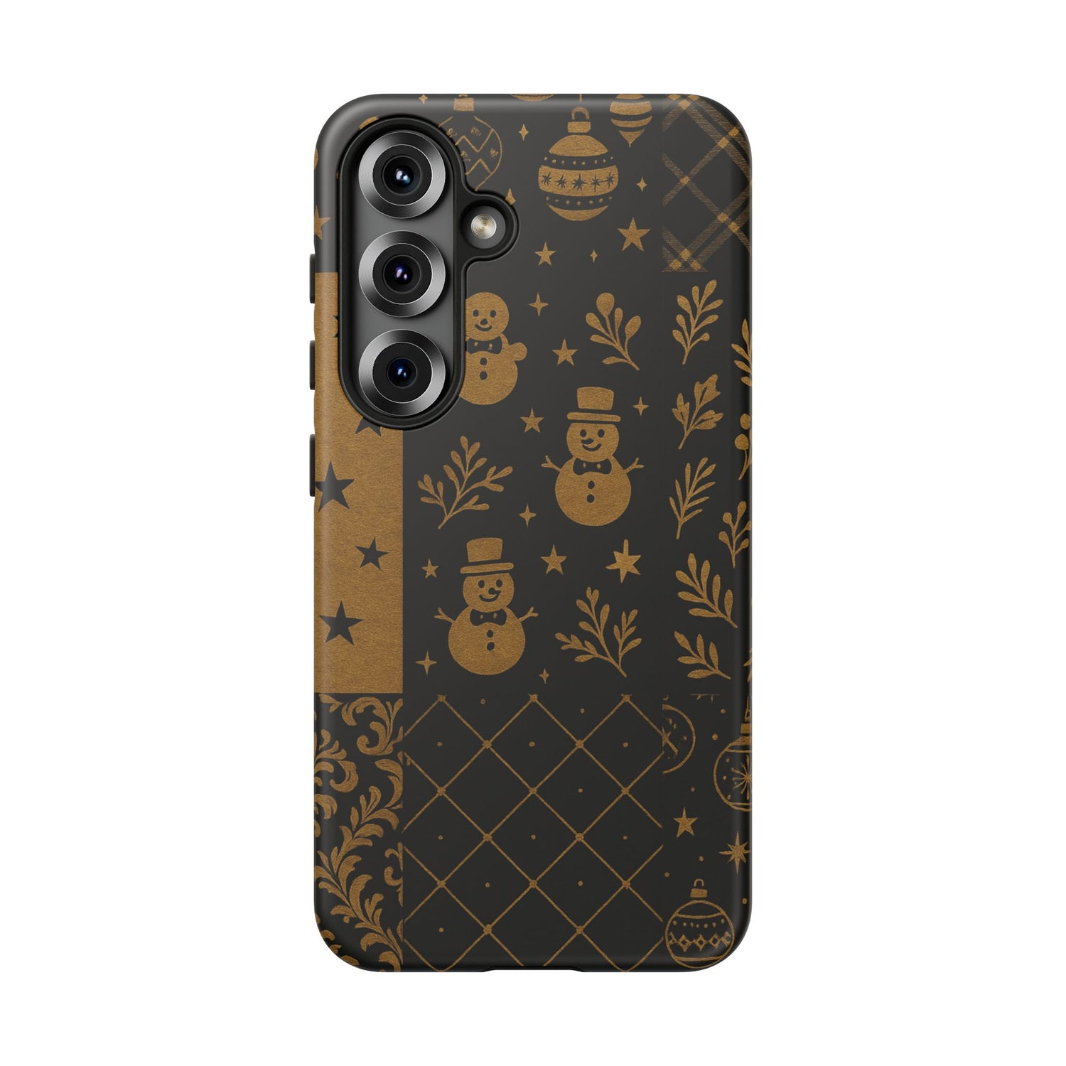 Black Festive Phone Case | Christmas Gift | Holiday Decor | Snowman Design | Tough Cases | Winter Celebration Samsung Galaxy S25 Matte