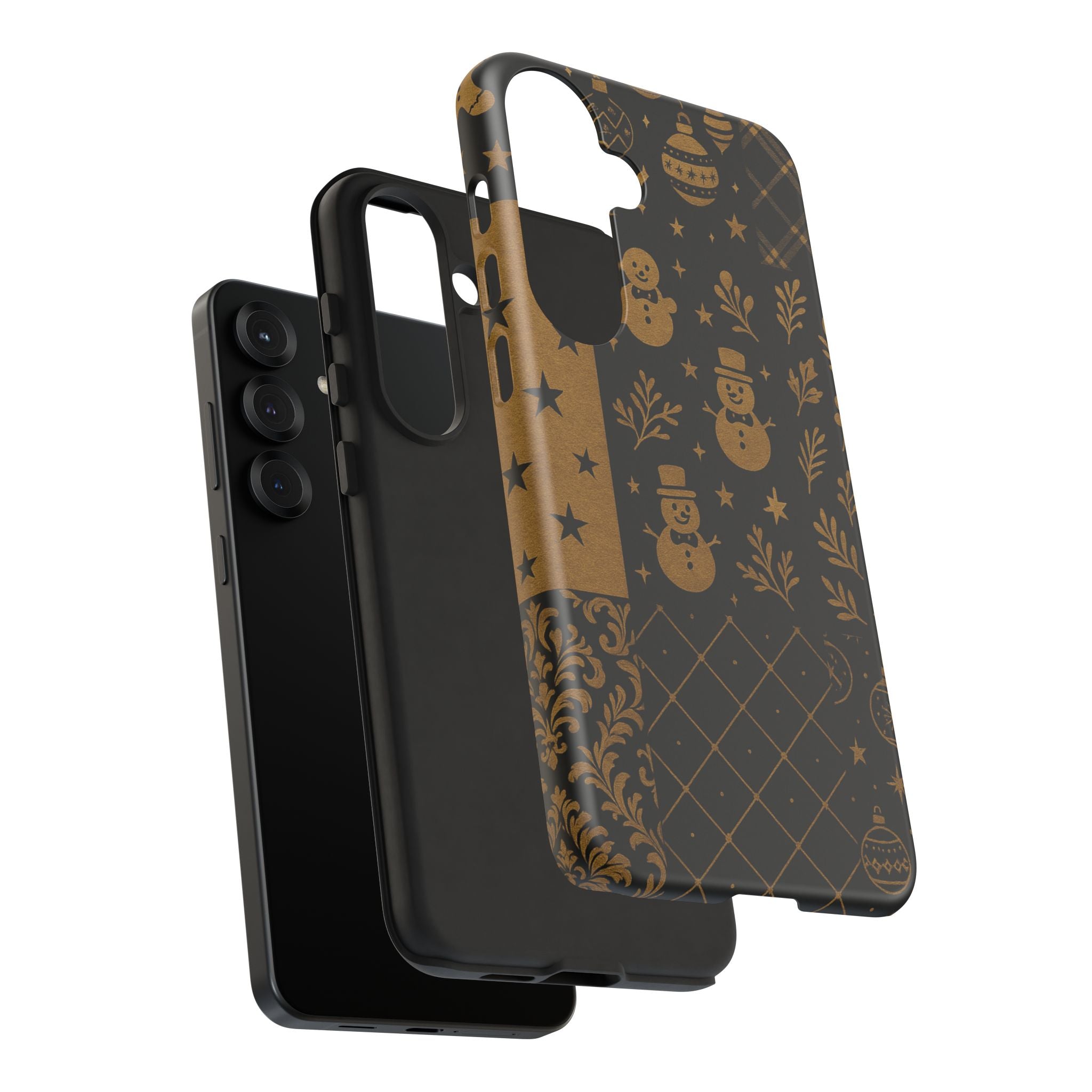 Black Festive Phone Case | Christmas Gift | Holiday Decor | Snowman Design | Tough Cases | Winter Celebration