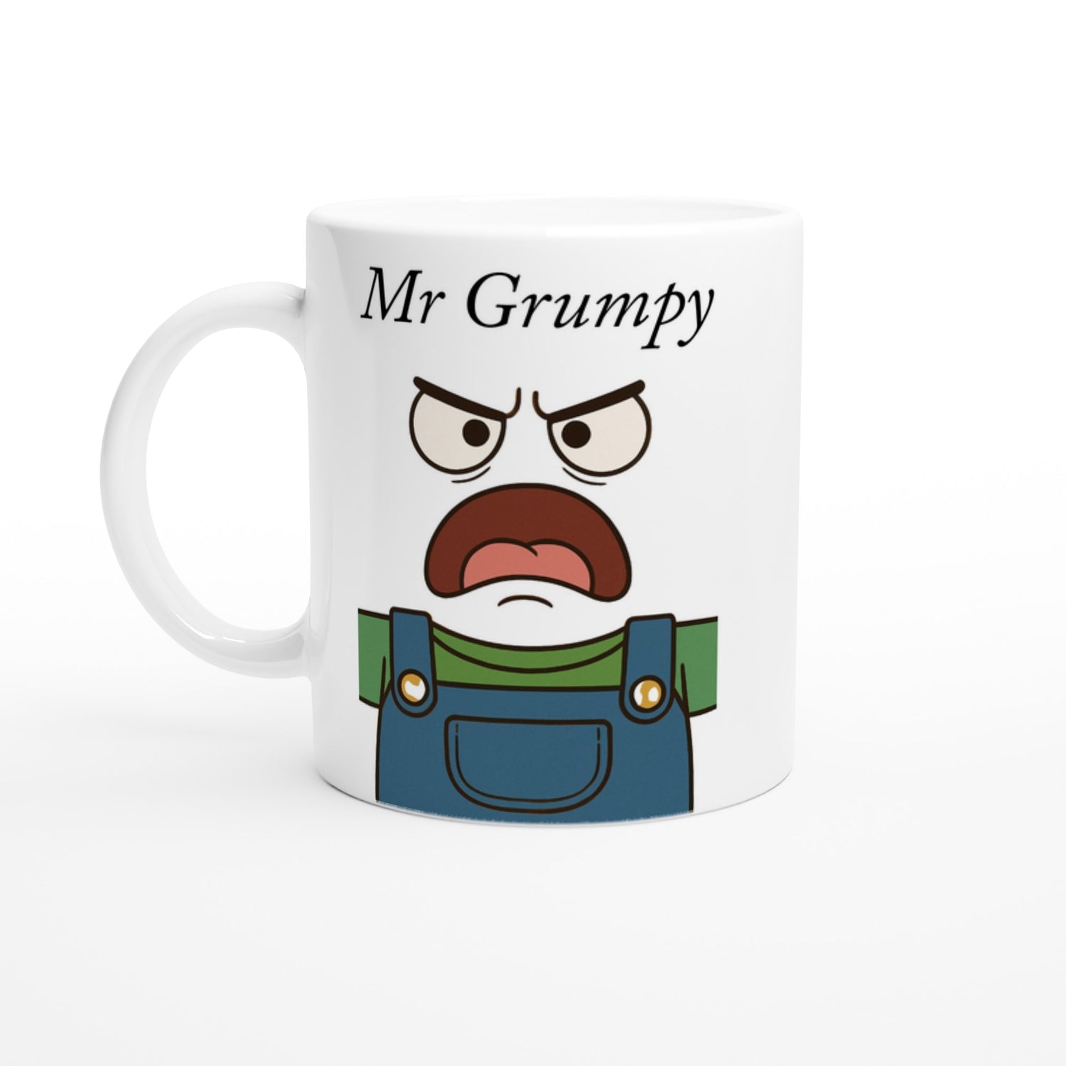 Mr Grumpy Mug - Fun 11oz Ceramic Coffee Cup - Perfect Gift for Dad, Friends & Co-workers Ceramic White