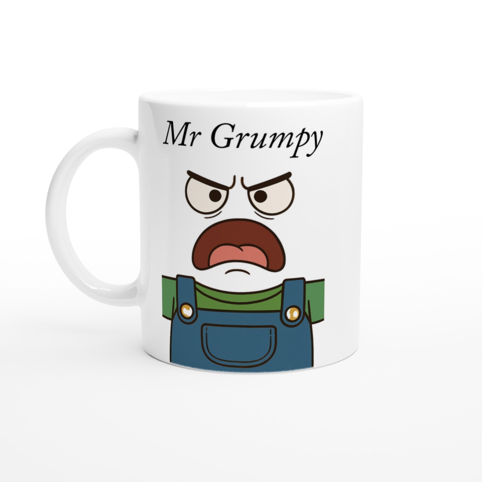 Mr Grumpy Mug - Fun 11oz Ceramic Coffee Cup - Perfect Gift for Dad, Friends & Co-workers Ceramic White
