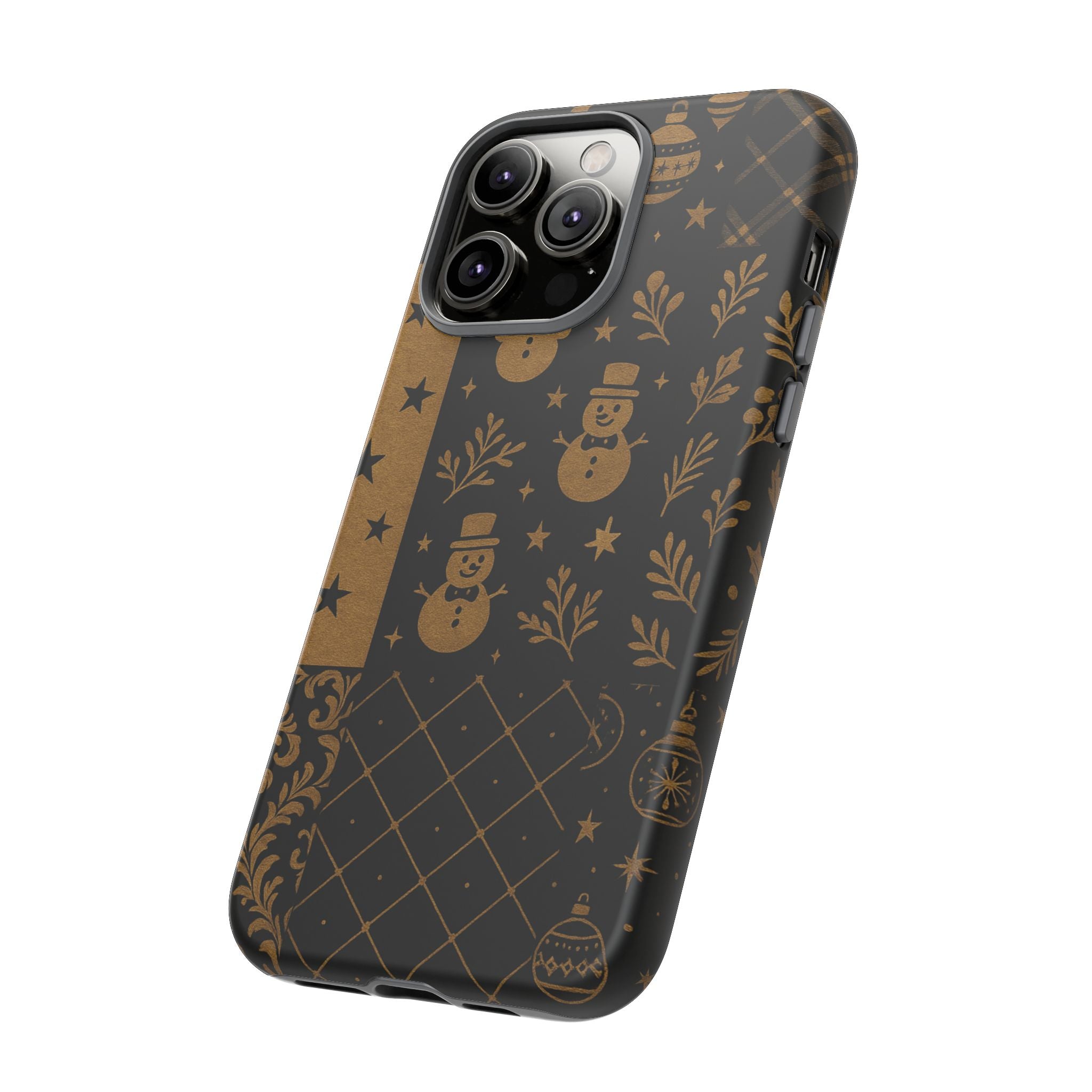 Black Festive Phone Case | Christmas Gift | Holiday Decor | Snowman Design | Tough Cases | Winter Celebration