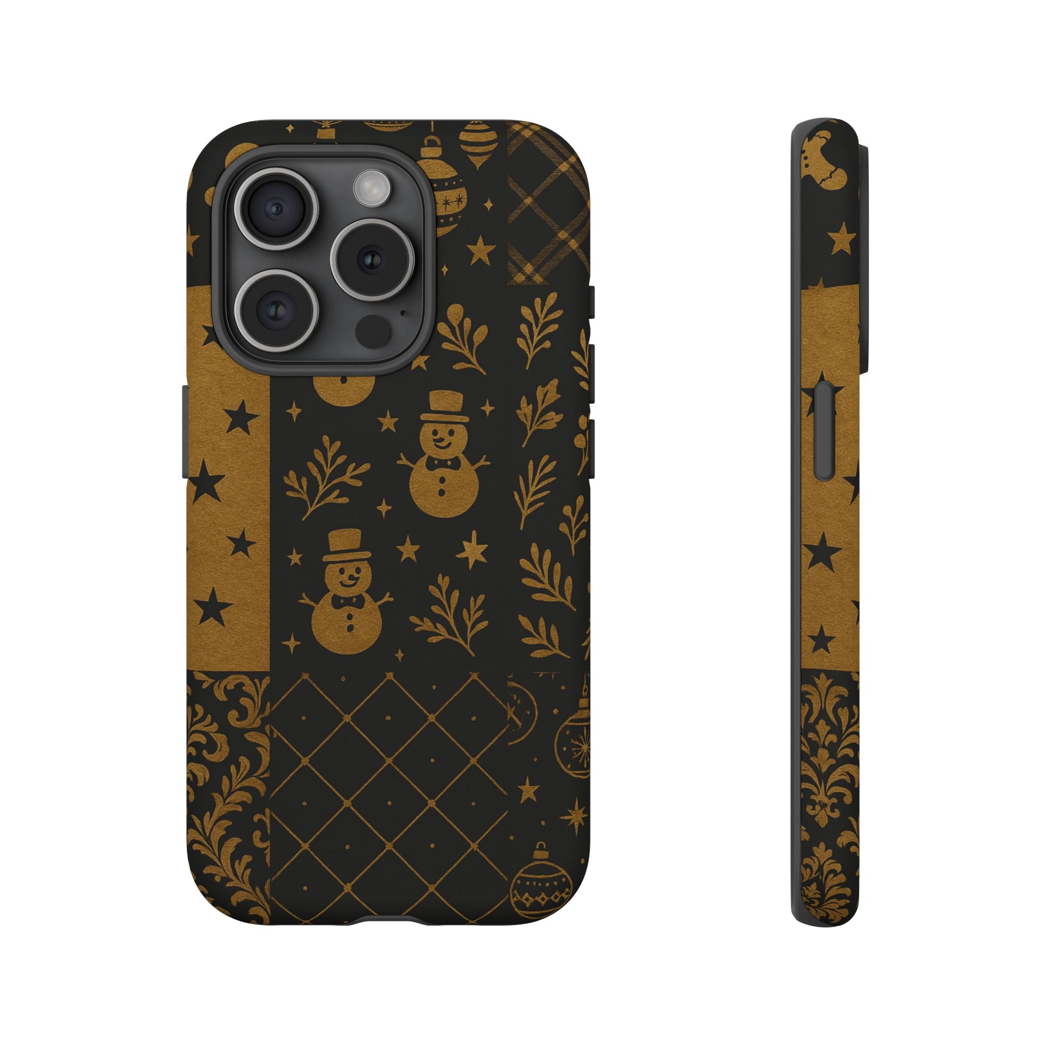 Black Festive Phone Case | Christmas Gift | Holiday Decor | Snowman Design | Tough Cases | Winter Celebration iPhone 15 Pro Matte