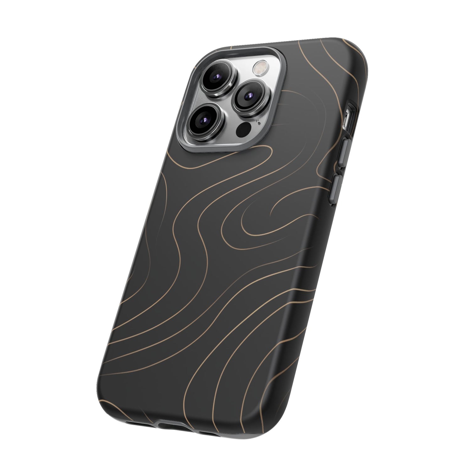 Noir Topograph - Black Minimalist Line Art Phone Case